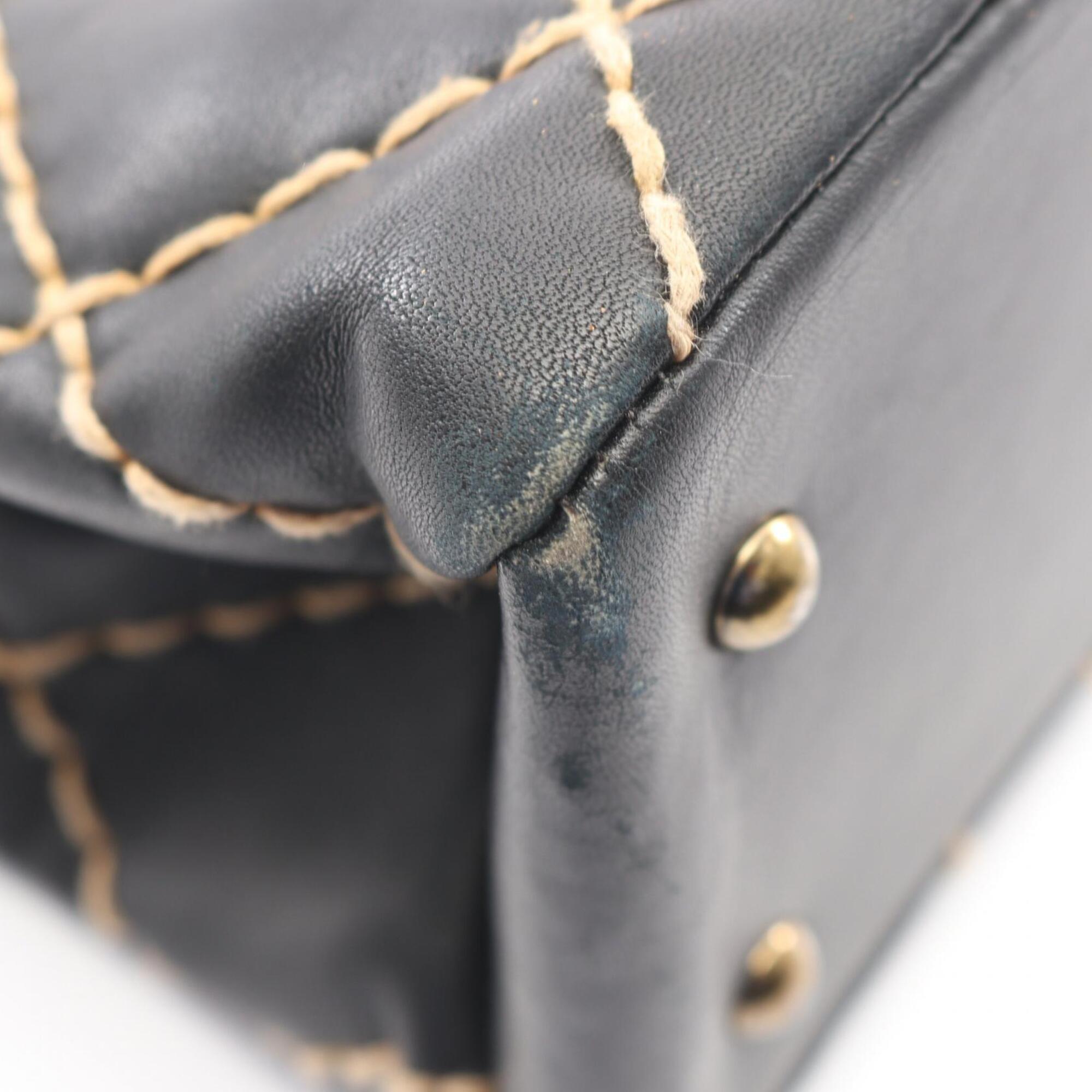 Chanel Black Leather Handbag Shoulder Bag (Pre-Owned)