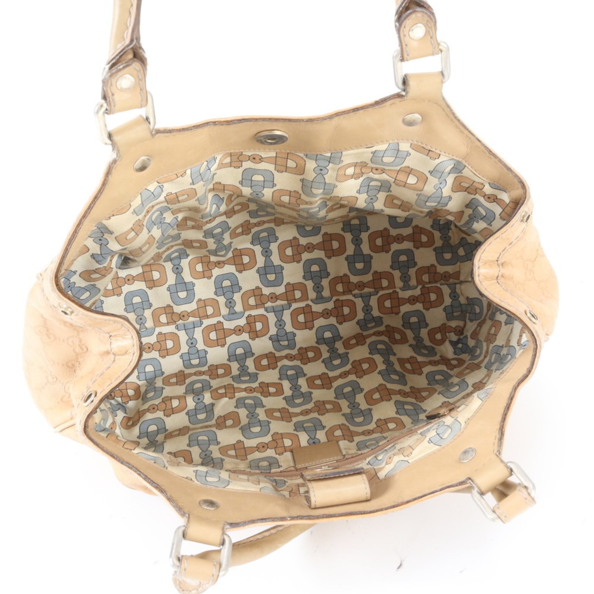 Gucci Sukey Beige Leather Handbag Tote Bag (Pre-Owned)