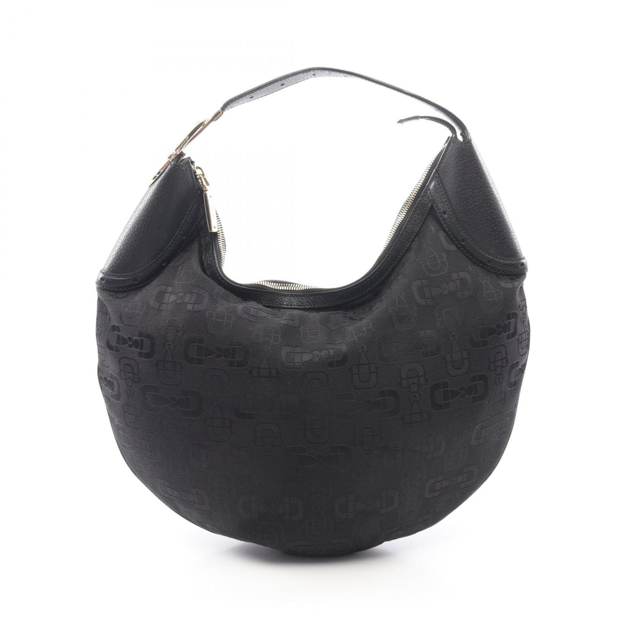 Gucci Black Canvas Leather Handbag Shoulder Bag (Pre-Owned)