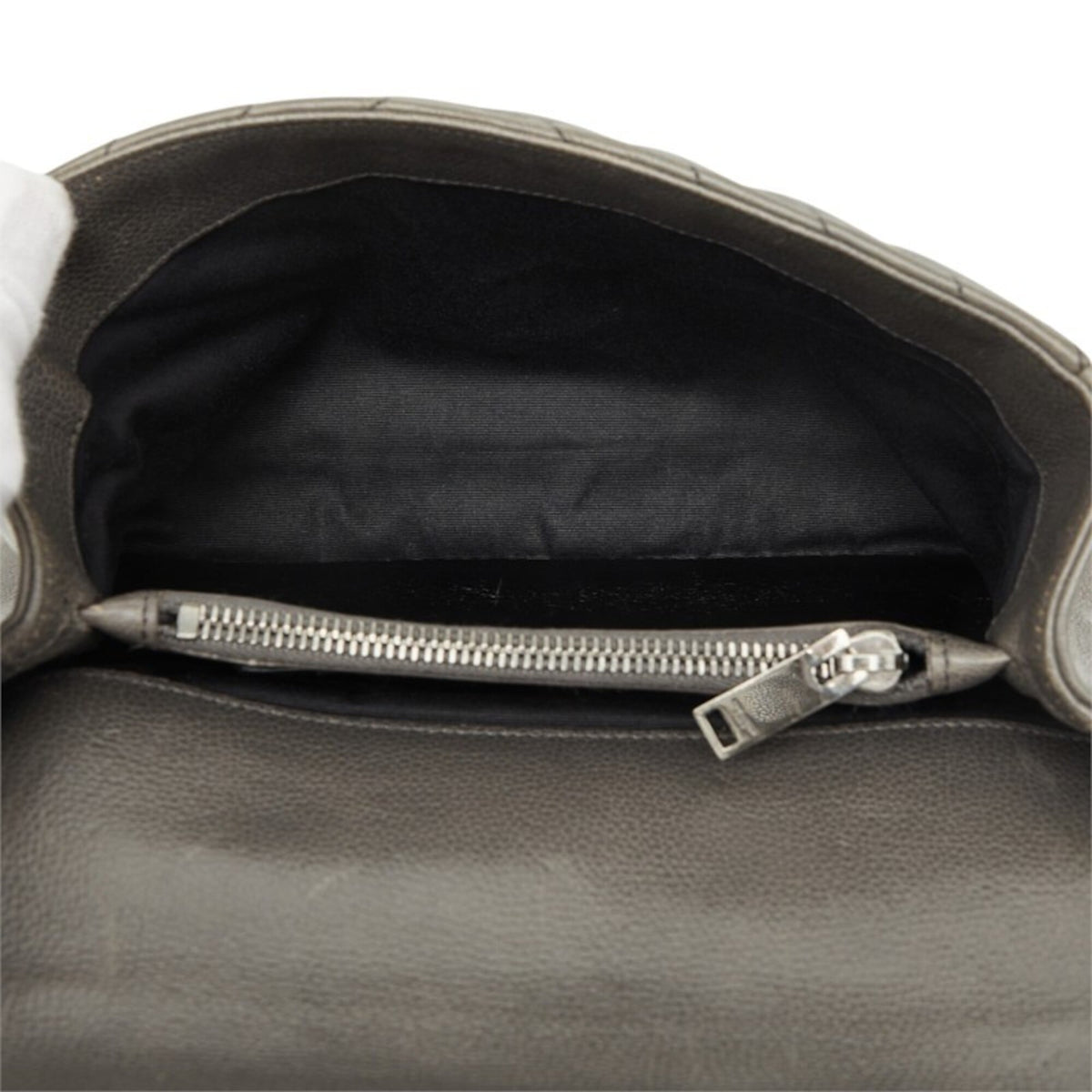 Saint Laurent Brown Gray Leather Handbag Shoulder Bag (Pre-Owned)