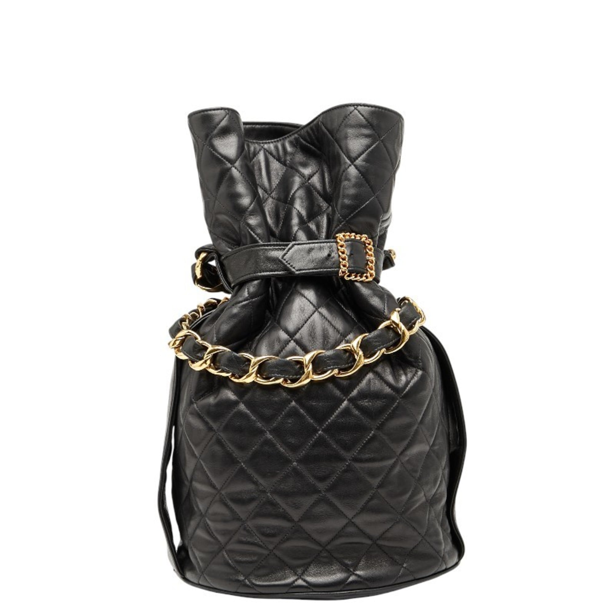Chanel Matelasse Black Leather Shoulder Bag (Pre-Owned)