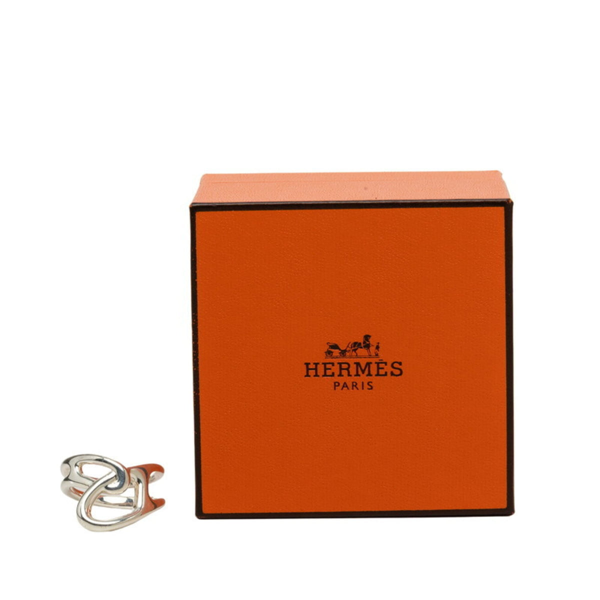 Hermes Silver Silver 925 Band Ring (Pre-Owned)
