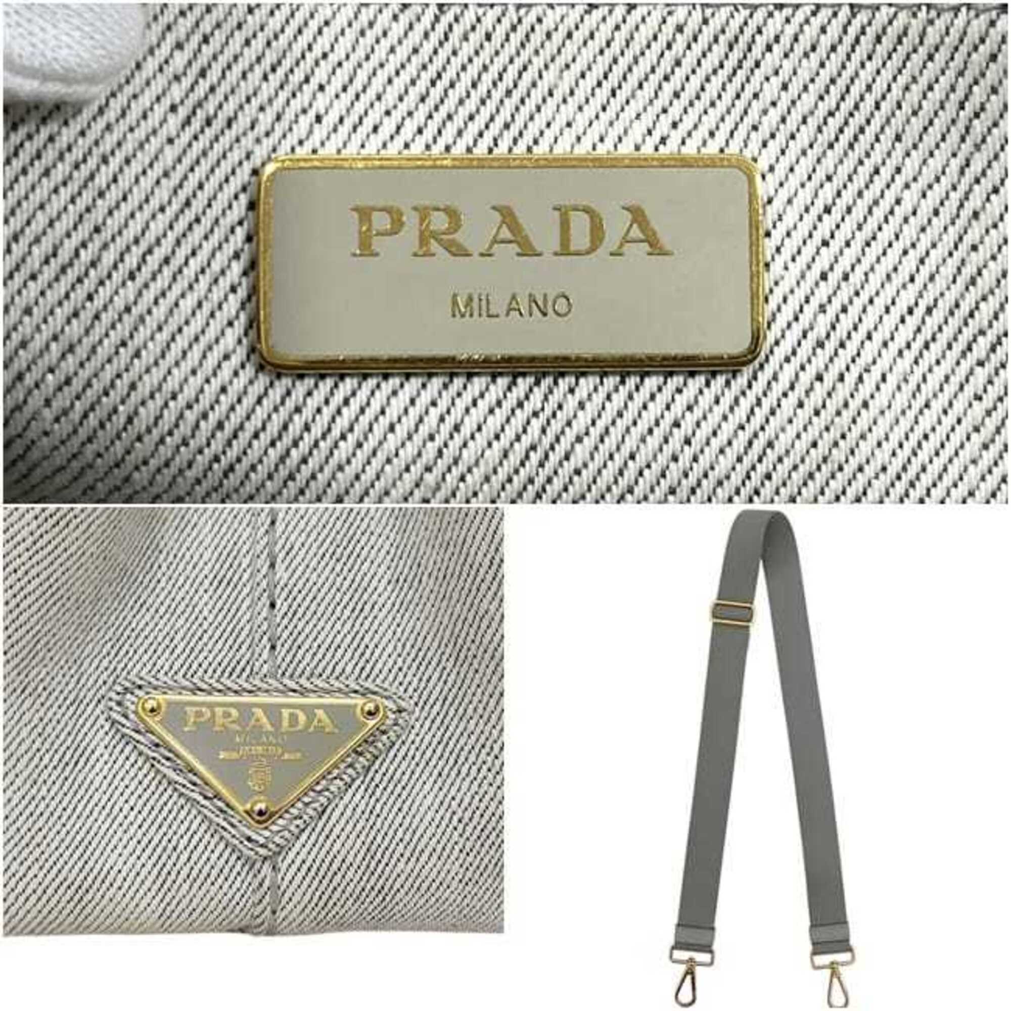 Prada Canapa Gray Canapa Handbag Tote Bag (Pre-Owned)