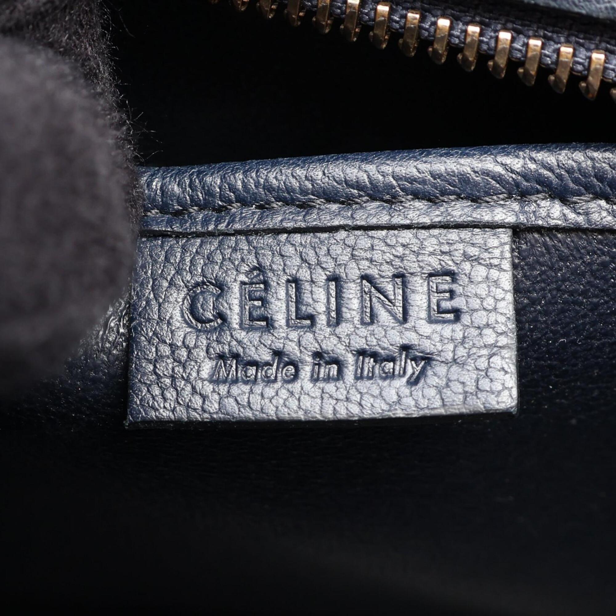 Celine Gray Navy Yellow Leather Handbag (Pre-Owned)