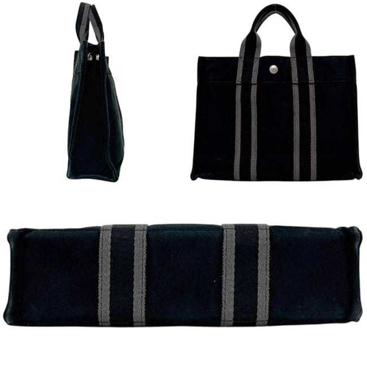 Hermes Deauville Black Canvas Handbag (Pre-Owned)