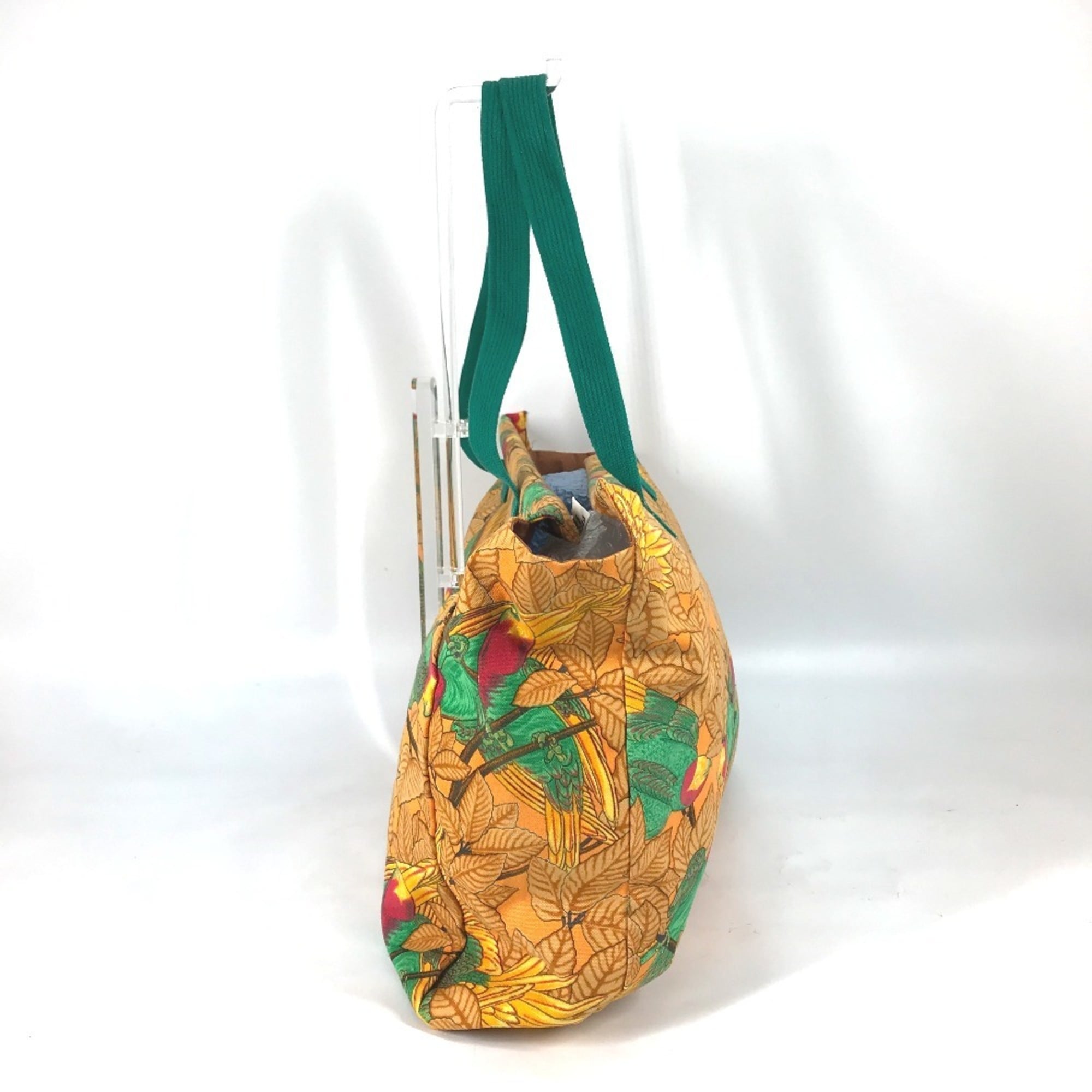 Hermes Green Orange Canvas Shoulder Bag Tote Bag (Pre-Owned)