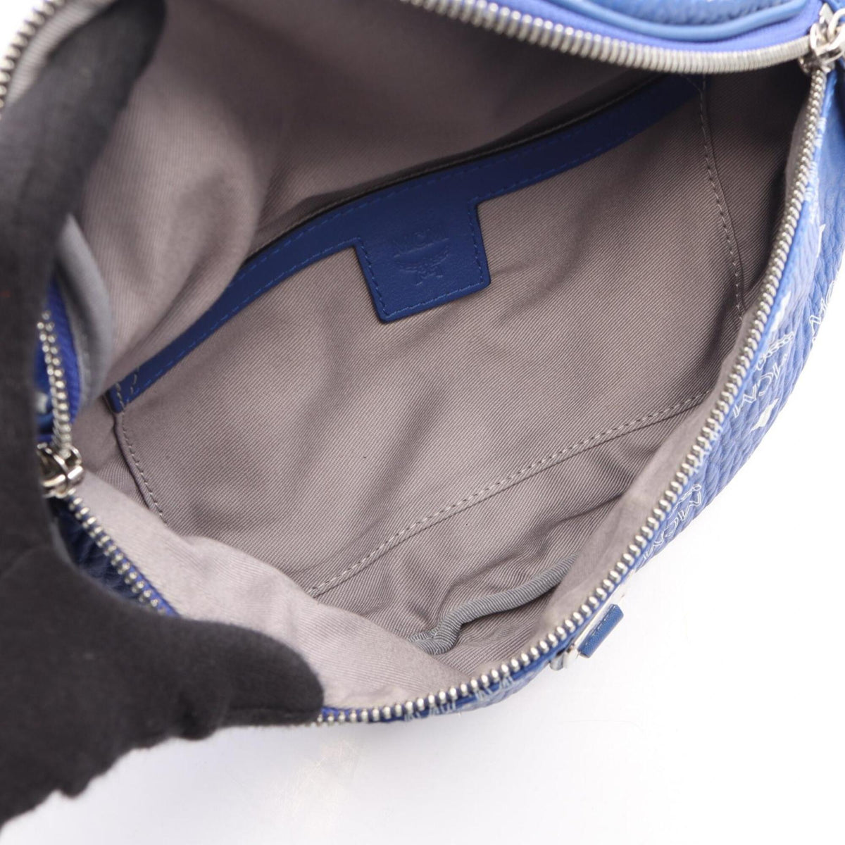 Mcm Blue Coated Canvas Leather Fanny Pack (Pre-Owned)
