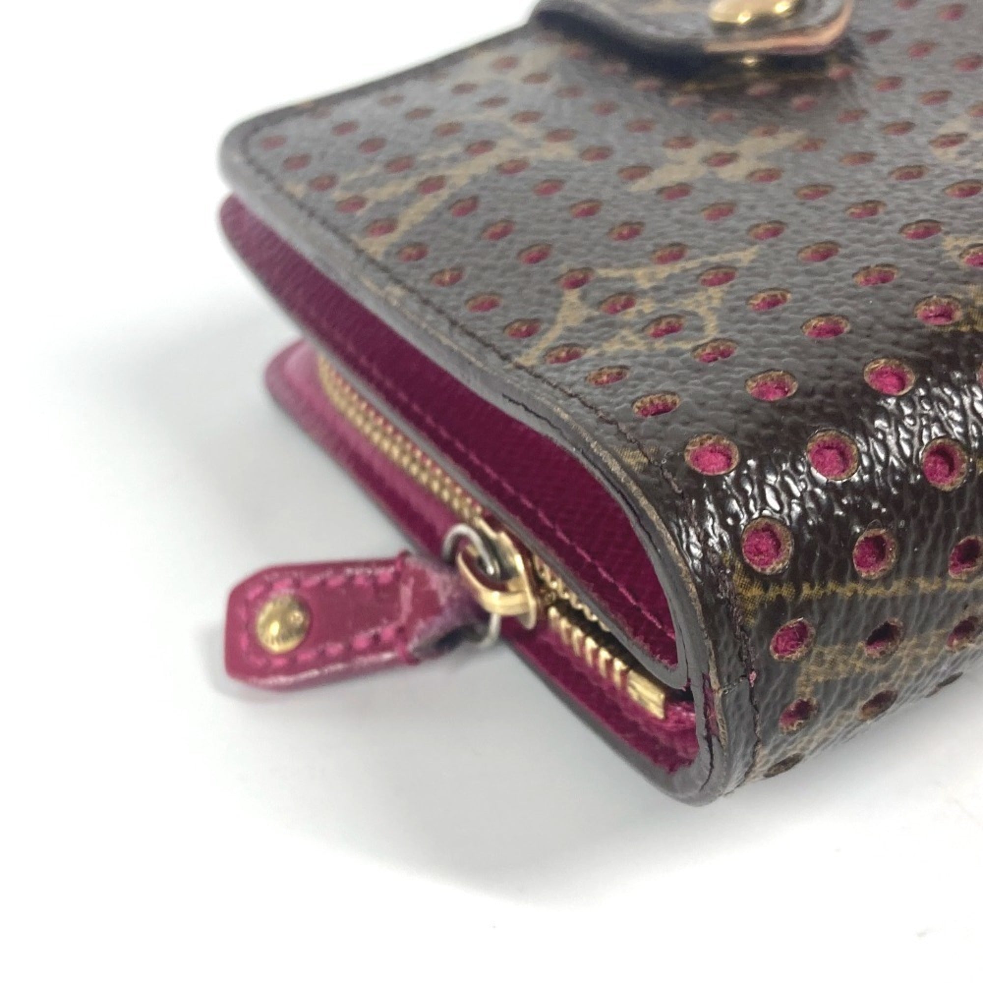 Louis Vuitton Brown Fuchsia Pink Monogram Wallet (Bi-Fold) (Pre-Owned)