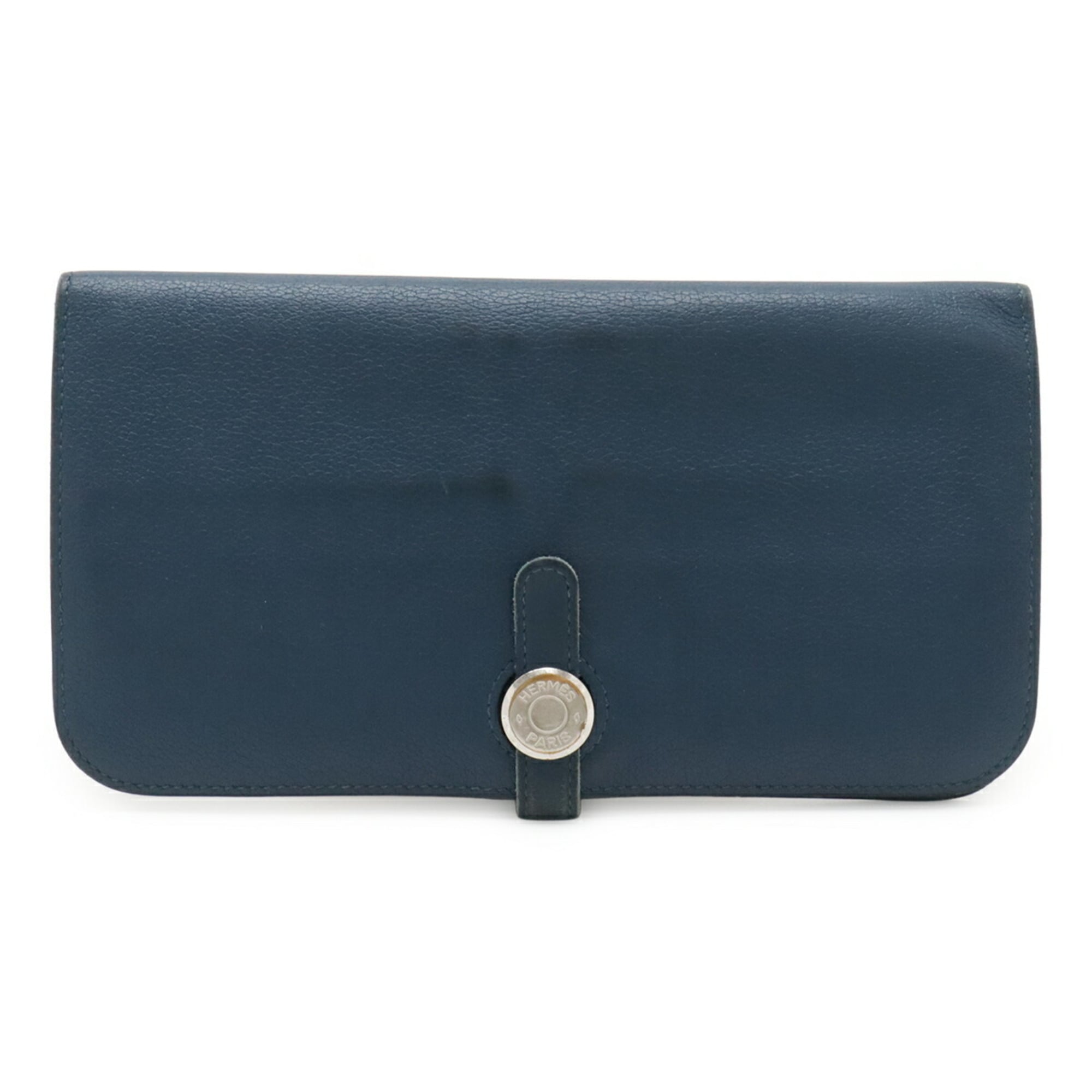 Hermes Blue Leather Long Wallet (Bi-Fold) (Pre-Owned)