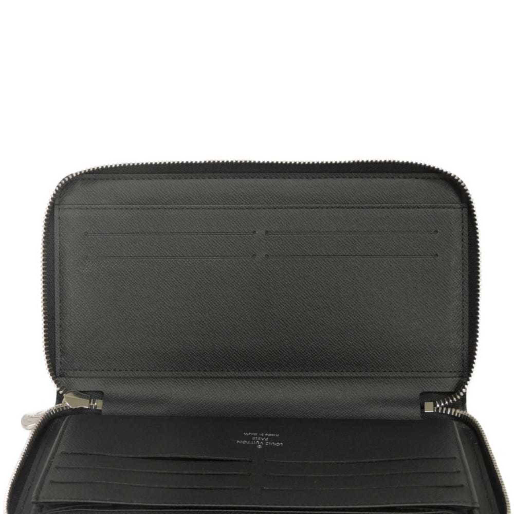 Louis Vuitton Taiga Black Noir Taiga Leather Leather Long Wallet (Bi-Fold) (Pre-Owned)