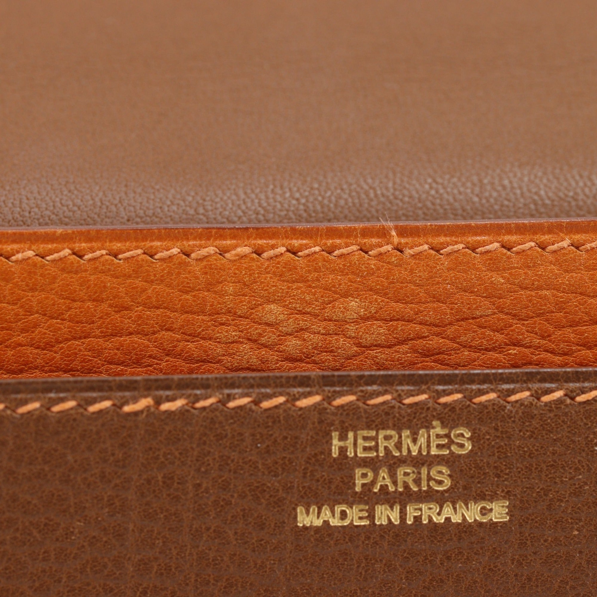 Hermes Brown Togo Leather Long Wallet (Bi-Fold) (Pre-Owned)