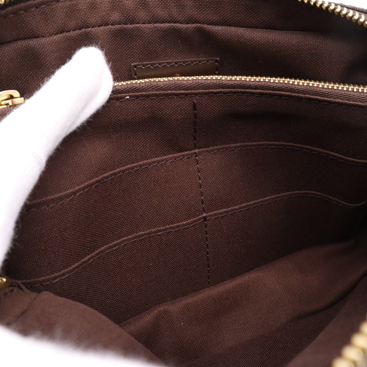 Louis Vuitton Beige Brown Coated Canvas Leather Sling Bag (Pre-Owned)