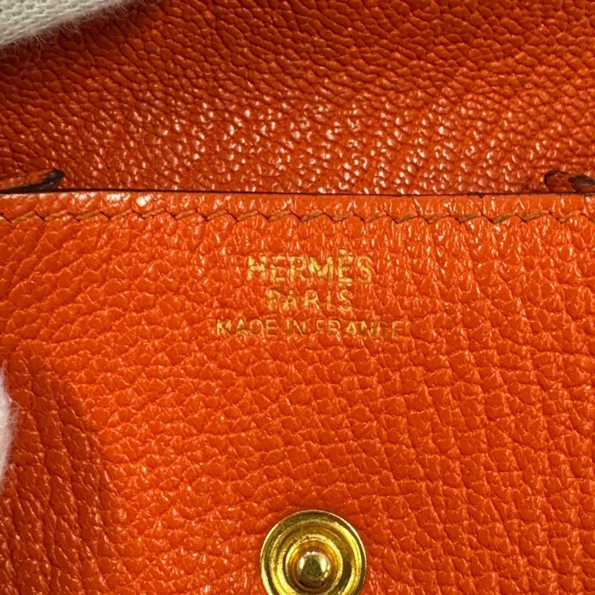 Hermes Orange Leather Coin Purse/Coin Case (Pre-Owned)