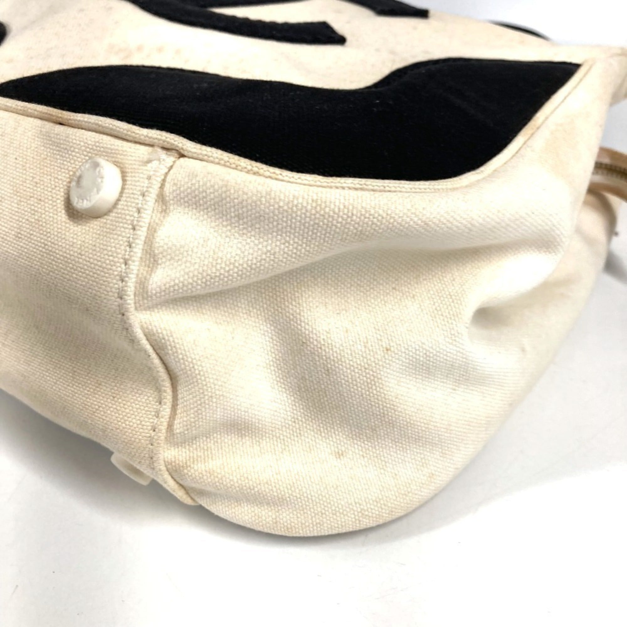 Chanel Black White Canvas Handbag Tote Bag (Pre-Owned)