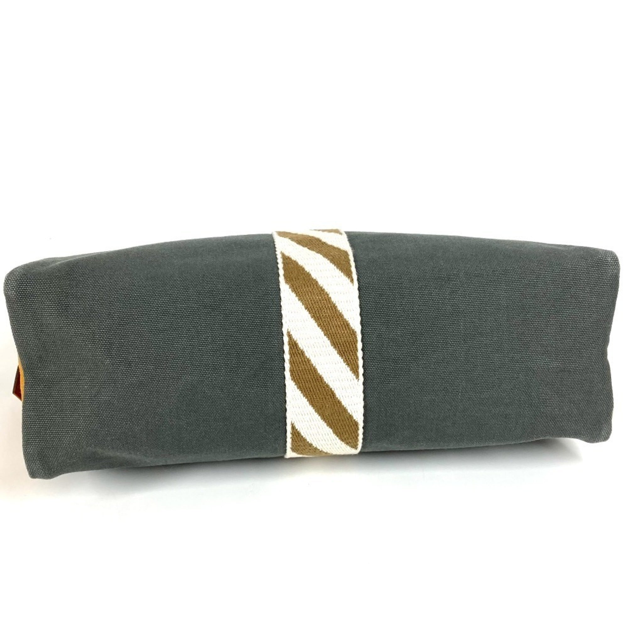 Hermes Gray Yellow Cotton Clutch Bag Pouch (Pre-Owned)