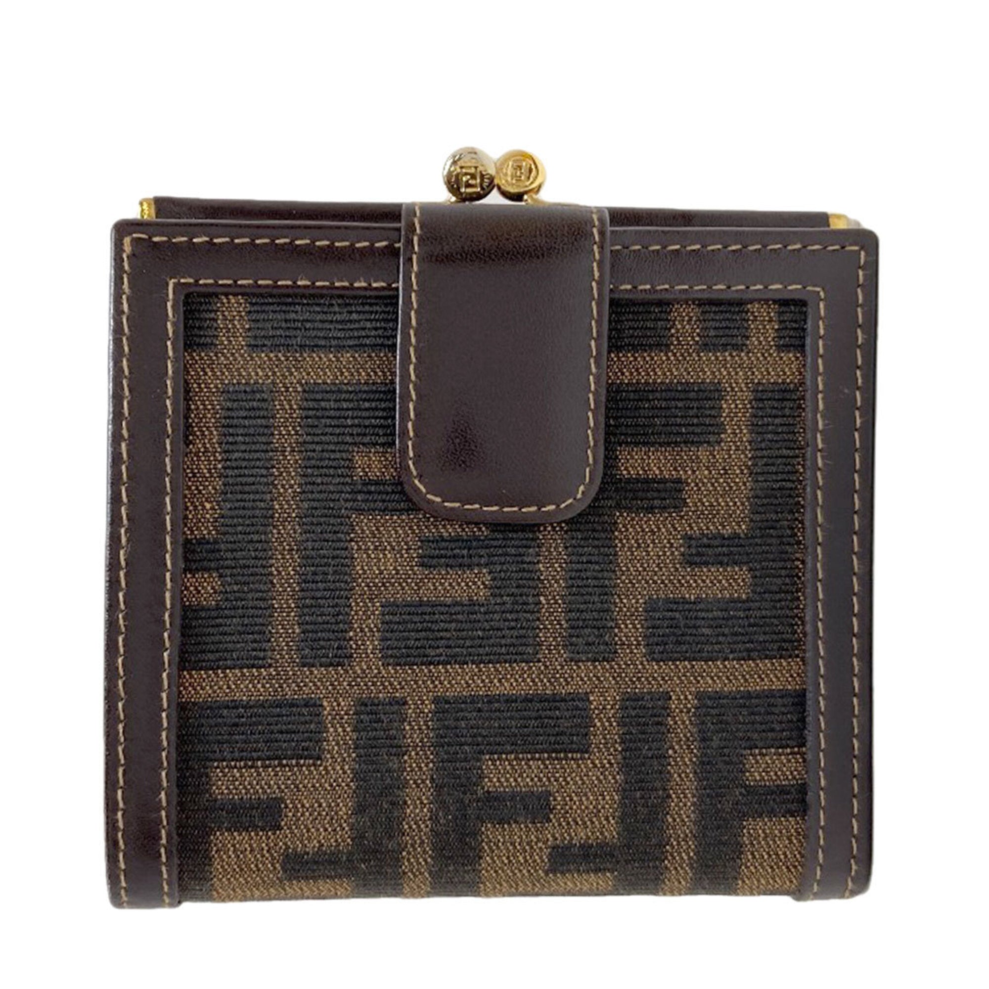 Fendi Brown Canvas Leather Wallet (Bi-Fold) (Pre-Owned)