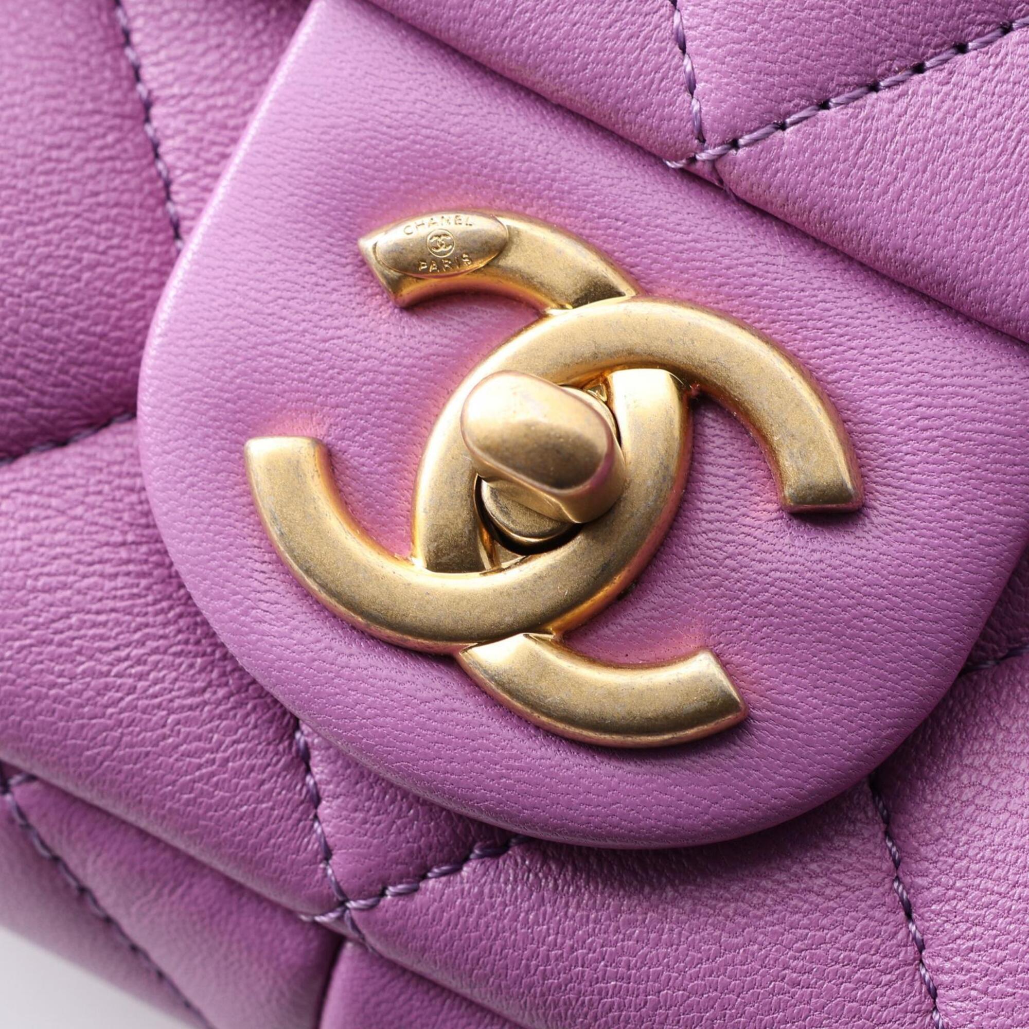 Chanel Purple Leather Handbag Shoulder Bag (Pre-Owned)
