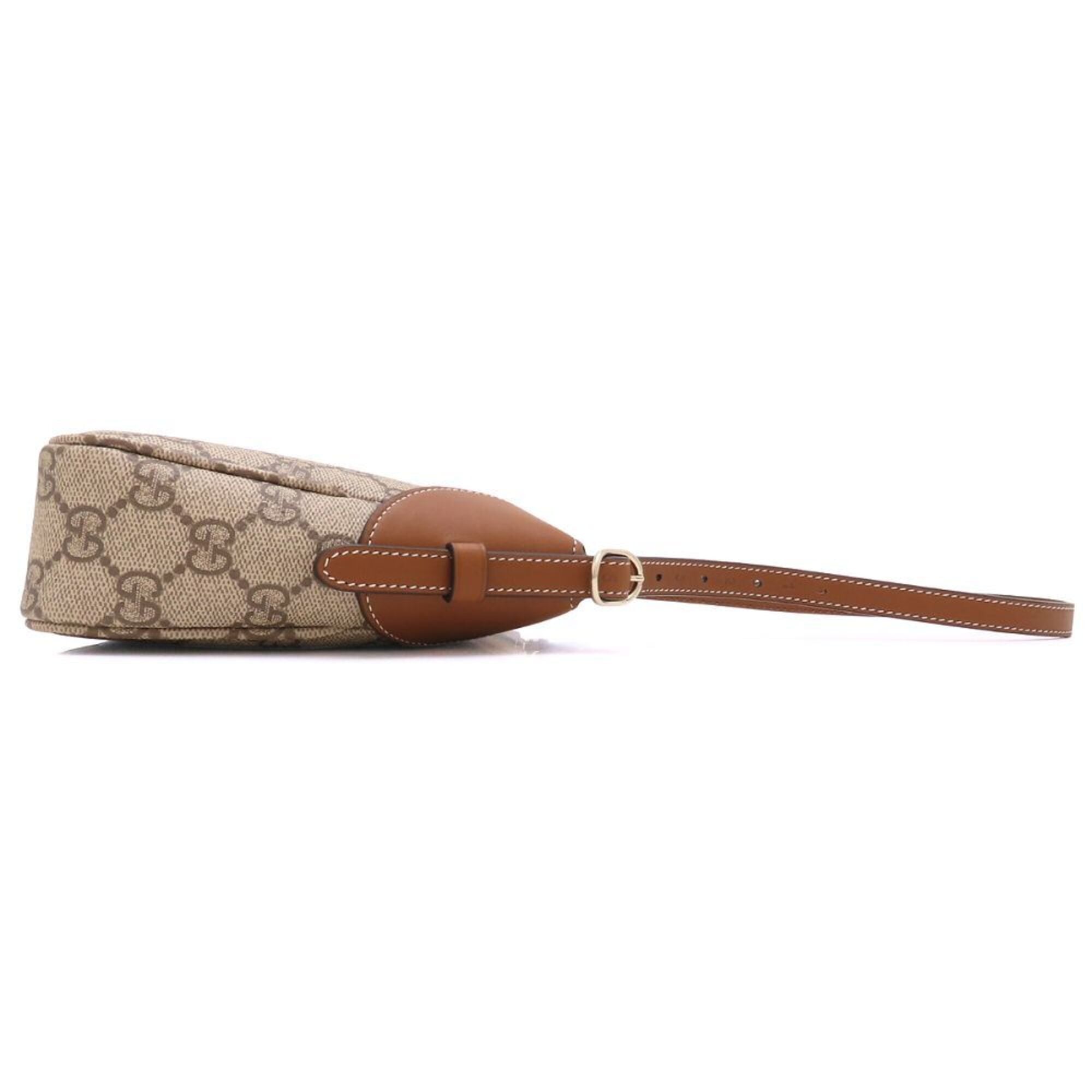 Gucci Sherry Line Beige Brown Gg Supreme Leather Shoulder Bag (Pre-Owned)