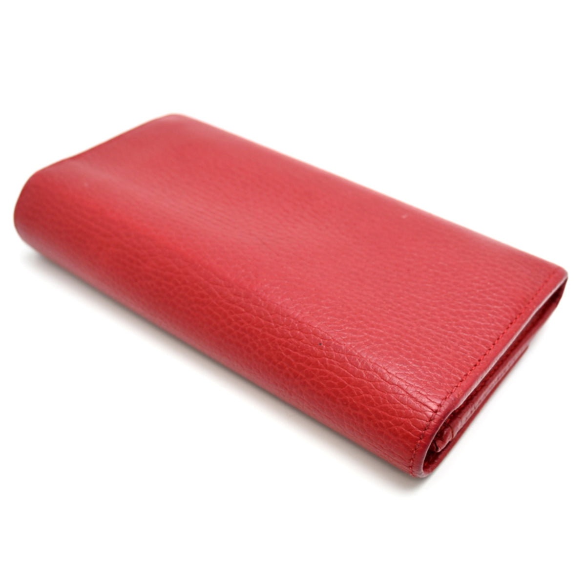 Gucci Red Color Leather Long Wallet (Bi-Fold) (Pre-Owned)