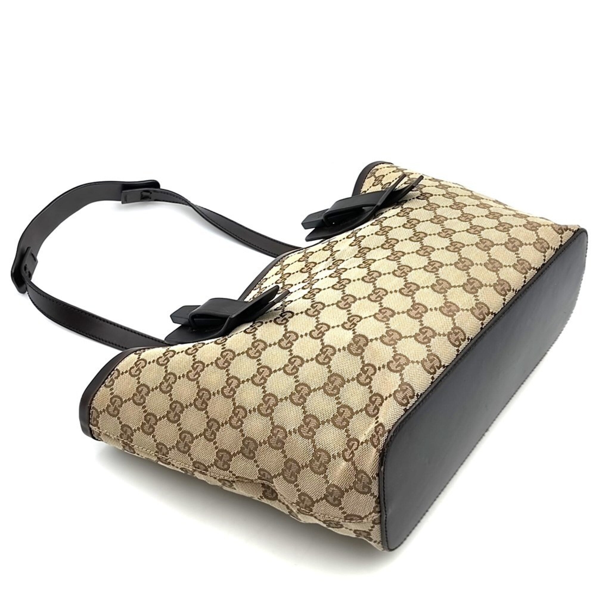 Gucci Gg Canvas Brown Gg Canvas Leather Tote Bag (Pre-Owned)