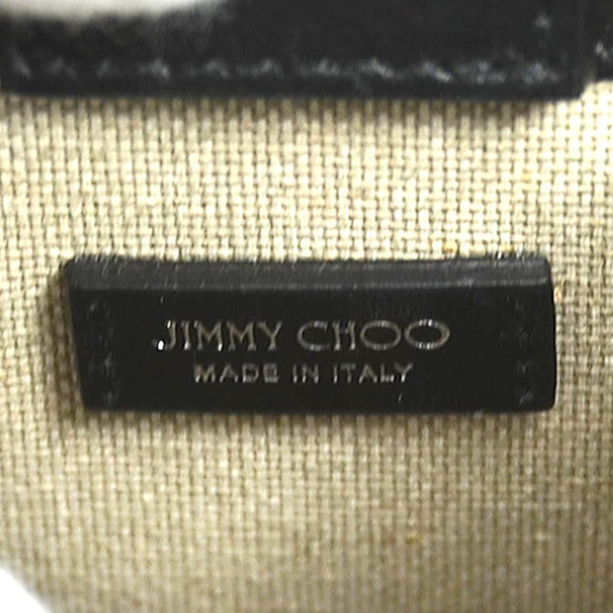 Jimmy Choo Black Ivory Canvas Leather Shoulder Bag (Pre-Owned)