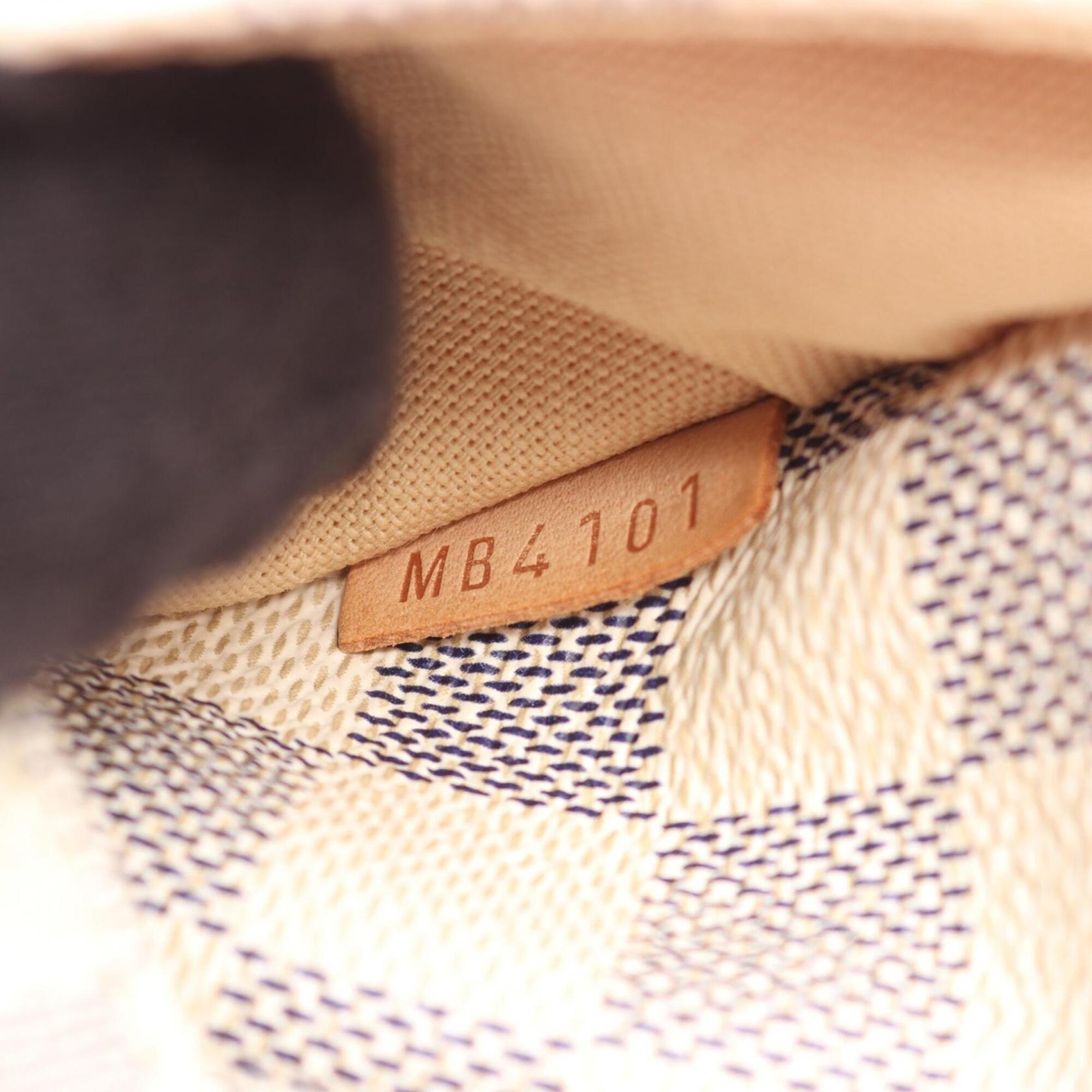 Louis Vuitton White Coated Canvas Pvc Damier Azur Leather Handbag Tote Bag (Pre-Owned)
