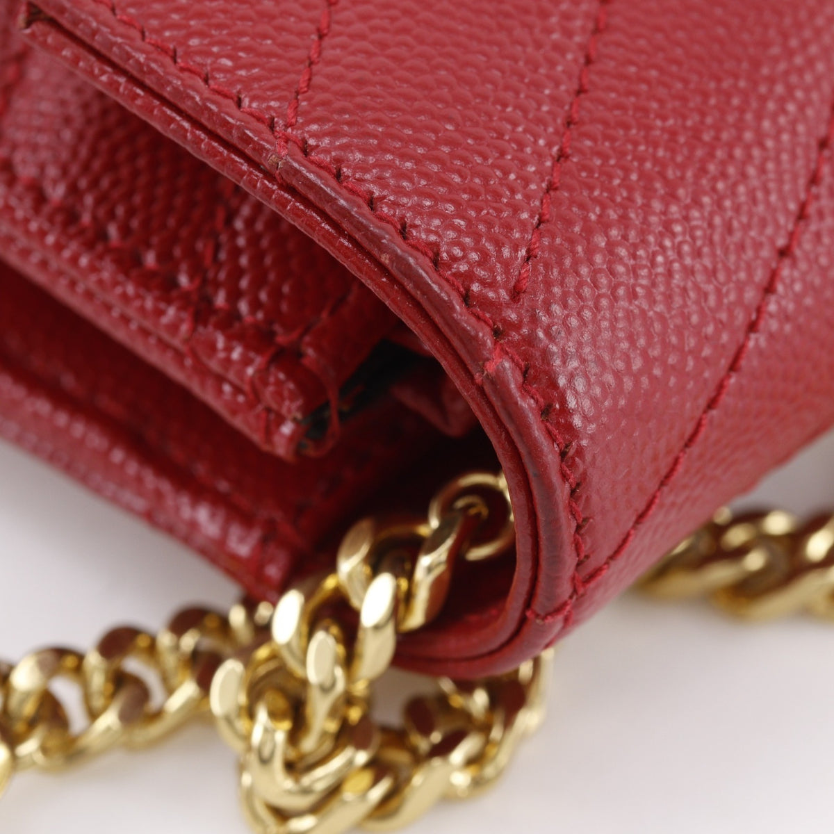 Yves Saint Laurent Red Color Leather Shoulder Bag (Pre-Owned)
