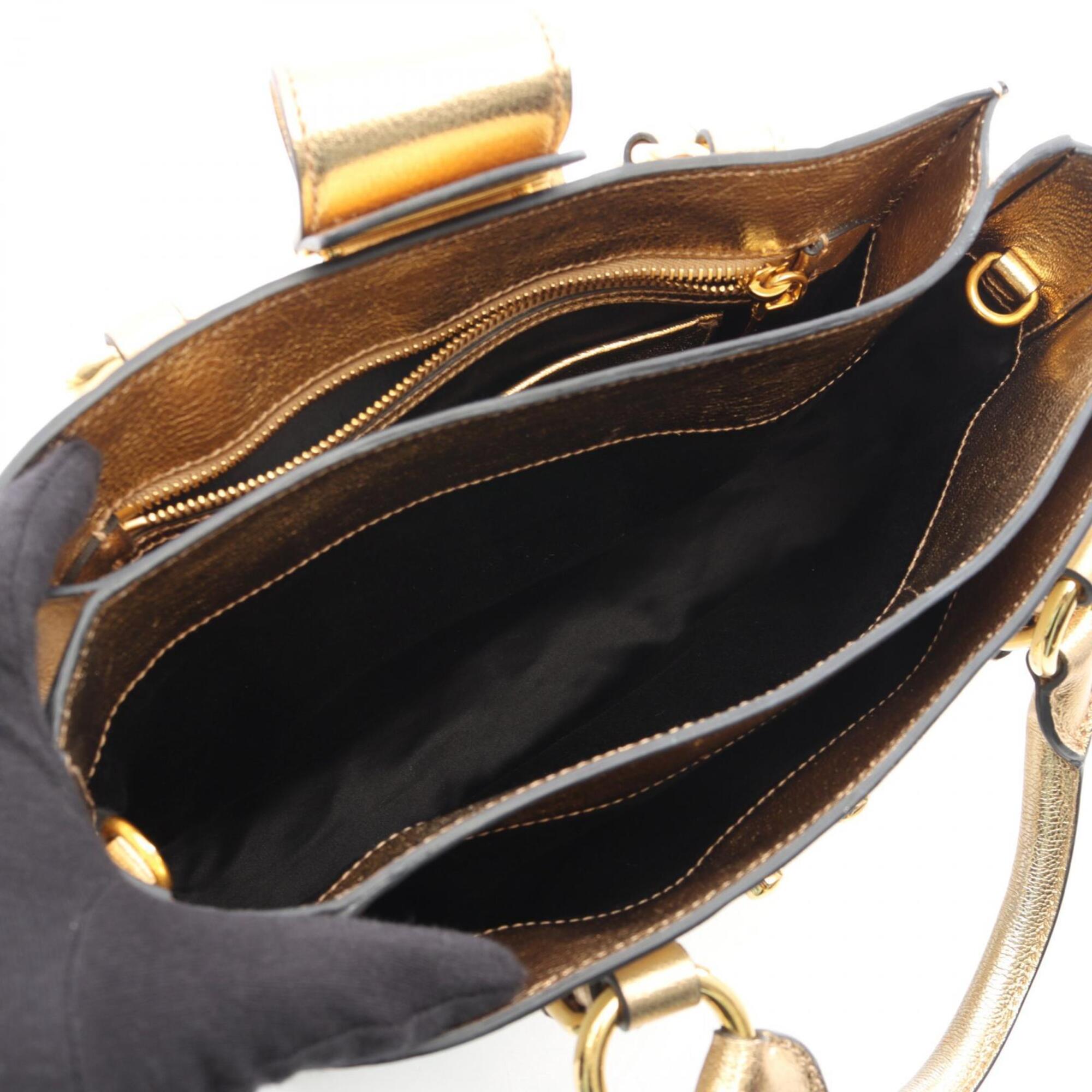 Miu Miu Gold White Leather Handbag (Pre-Owned)