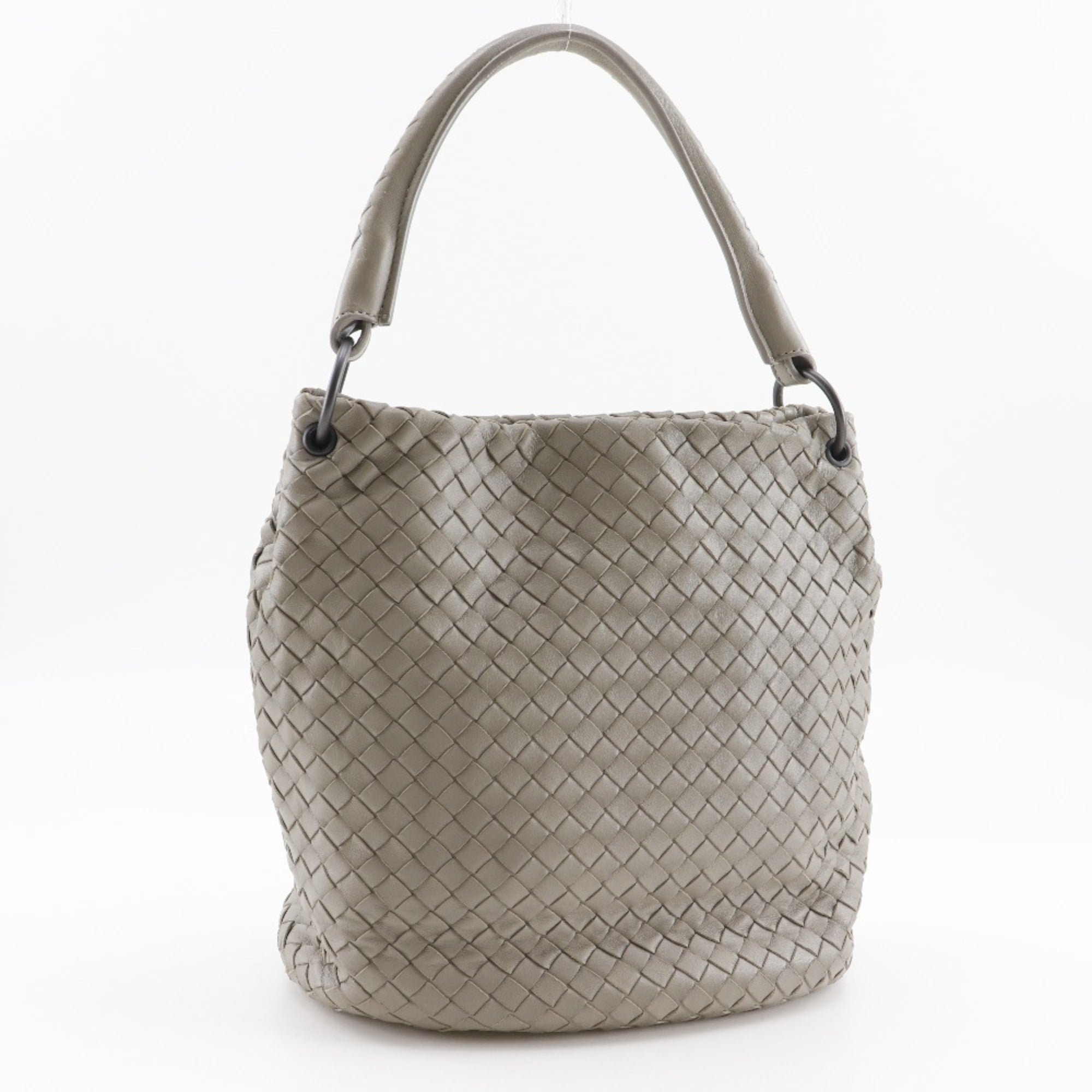 Bottega Veneta Gray Intrecciato Shoulder Bag (Pre-Owned)