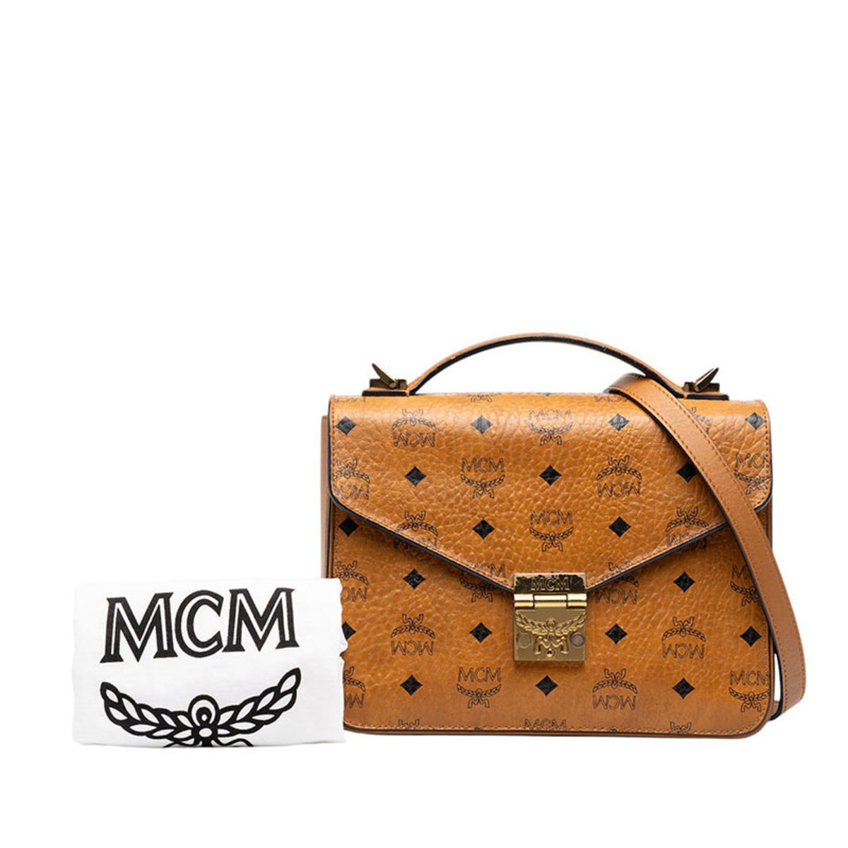 Mcm Brown Leather Handbag Shoulder Bag (Pre-Owned)