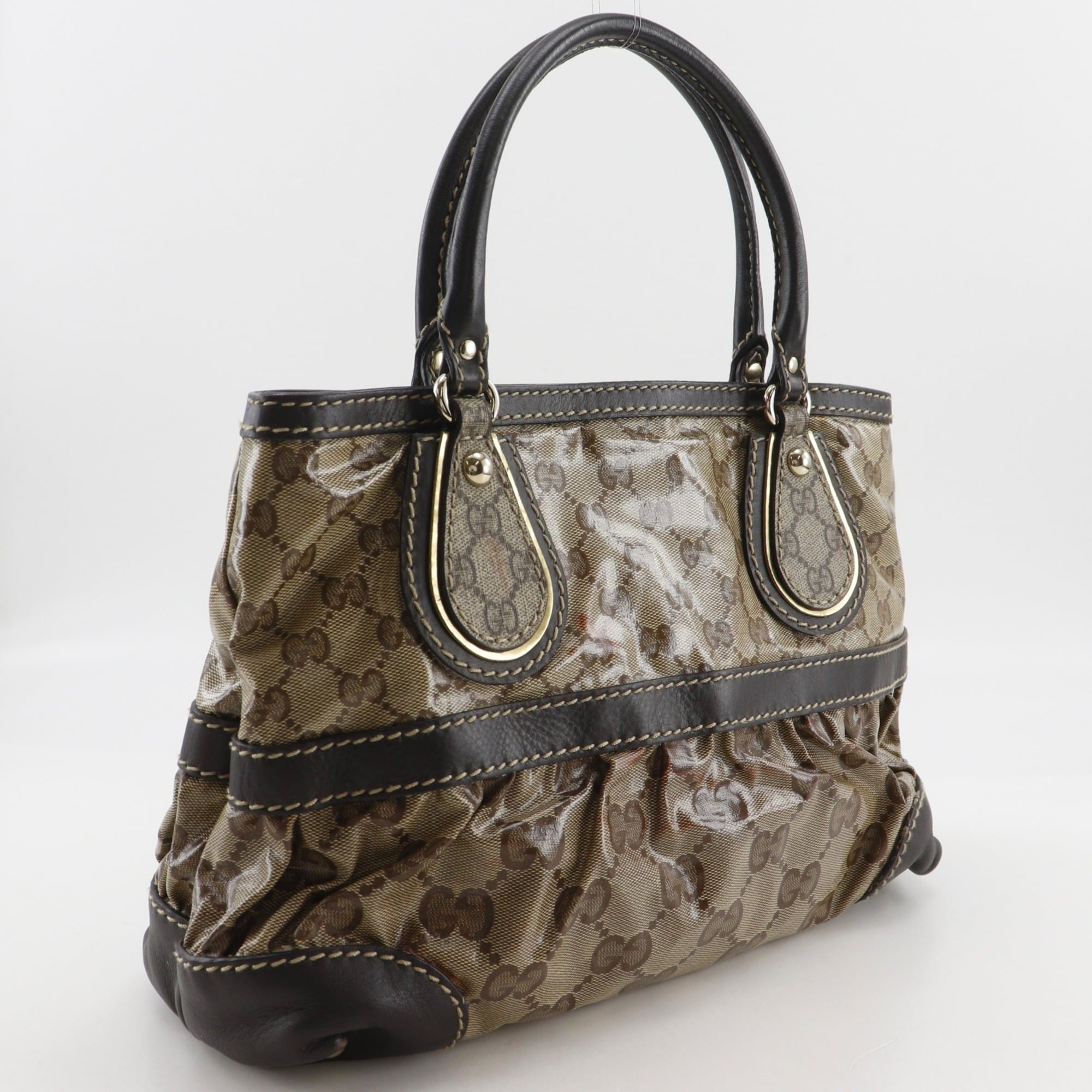 Gucci Brown Coated Canvas Tote Bag (Pre-Owned)