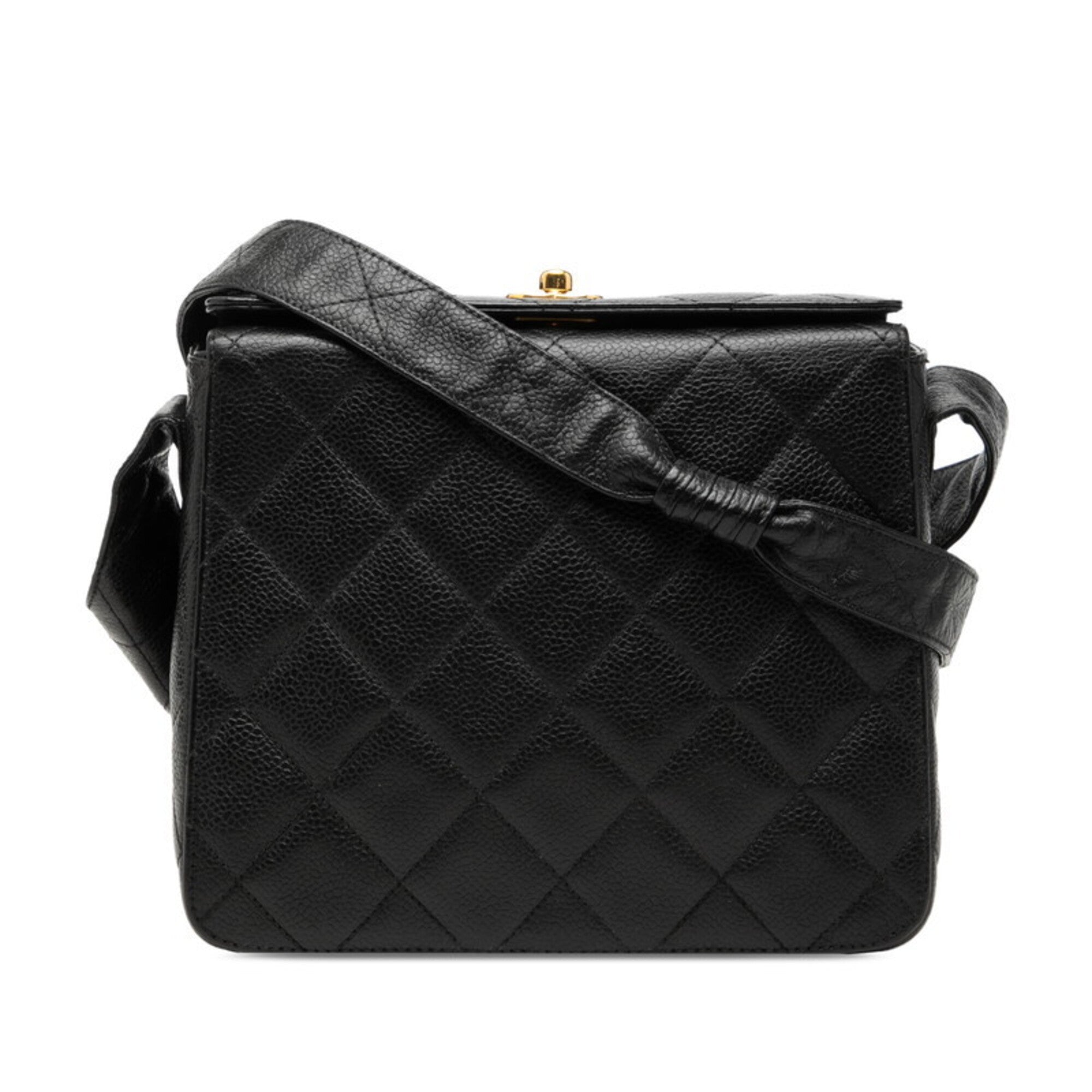 Chanel Black Grained Calfskin Shoulder Bag (Pre-Owned)