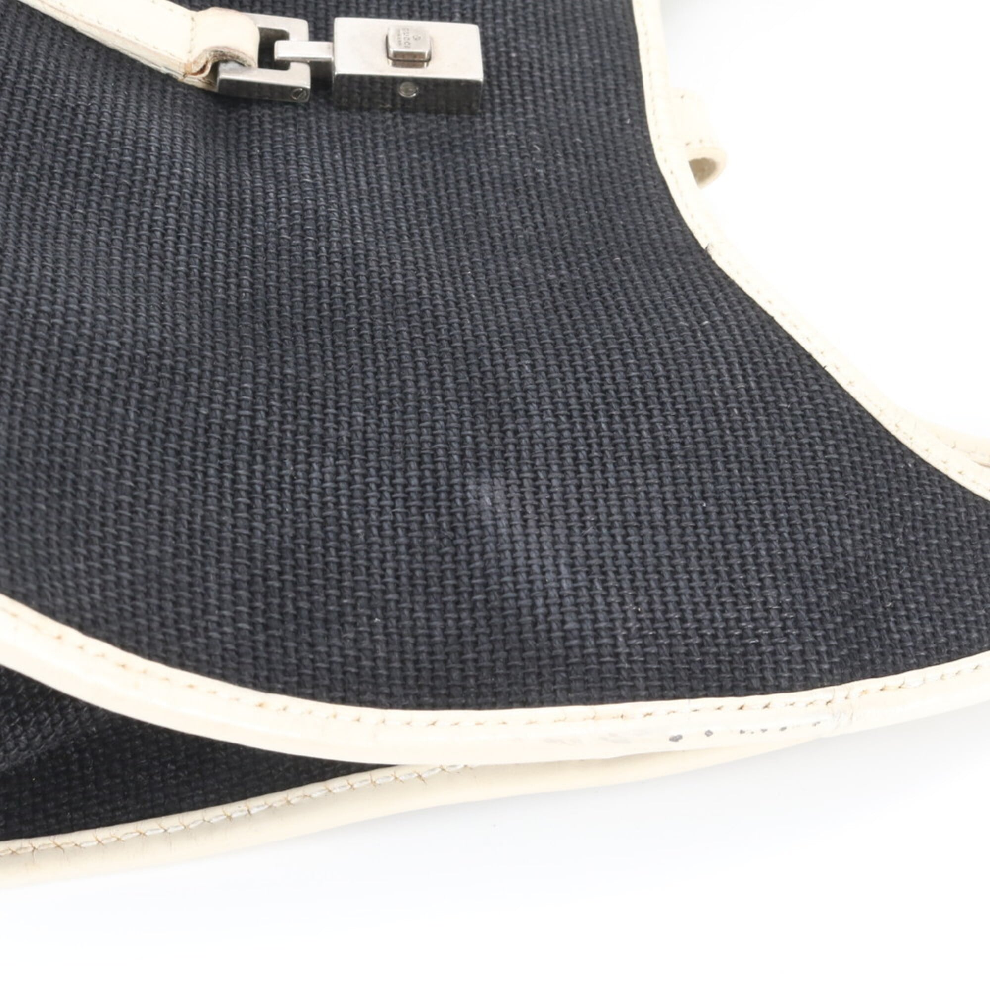Gucci Jackie Black White Leather Canvas Handbag (Pre-Owned)