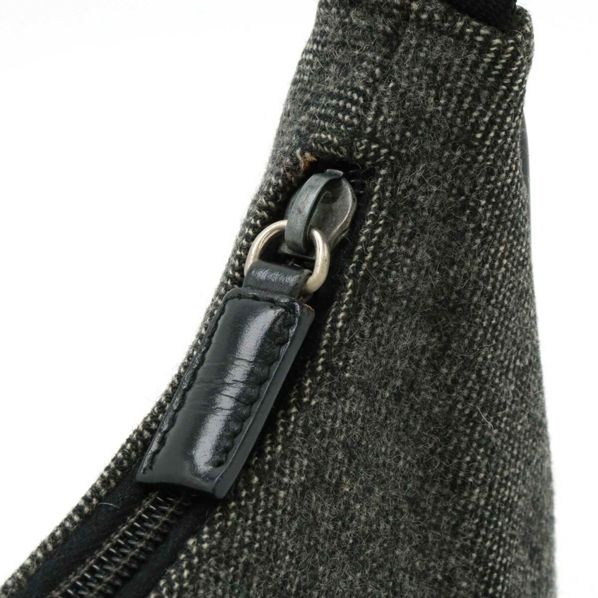Prada Black Dark Gray Wool Nylon Handbag (Pre-Owned)