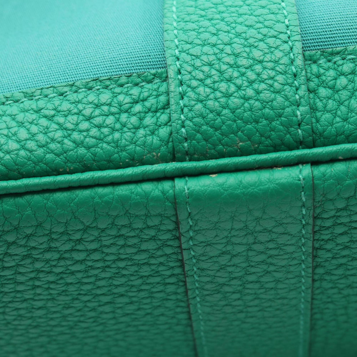 Hermes Green Toile Officier Negonda Leather Handbag Tote Bag (Pre-Owned)