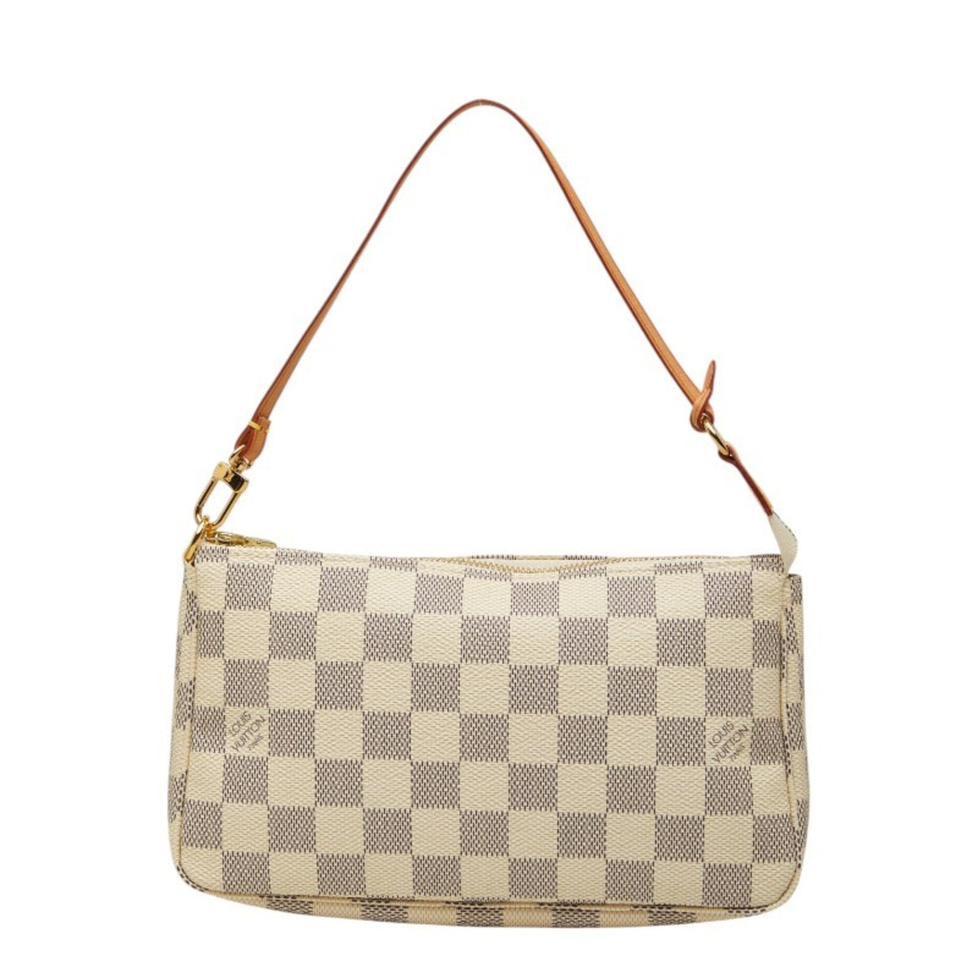 Louis Vuitton Damier Azur White Pvc Leather Handbag Pochette (Pre-Owned)