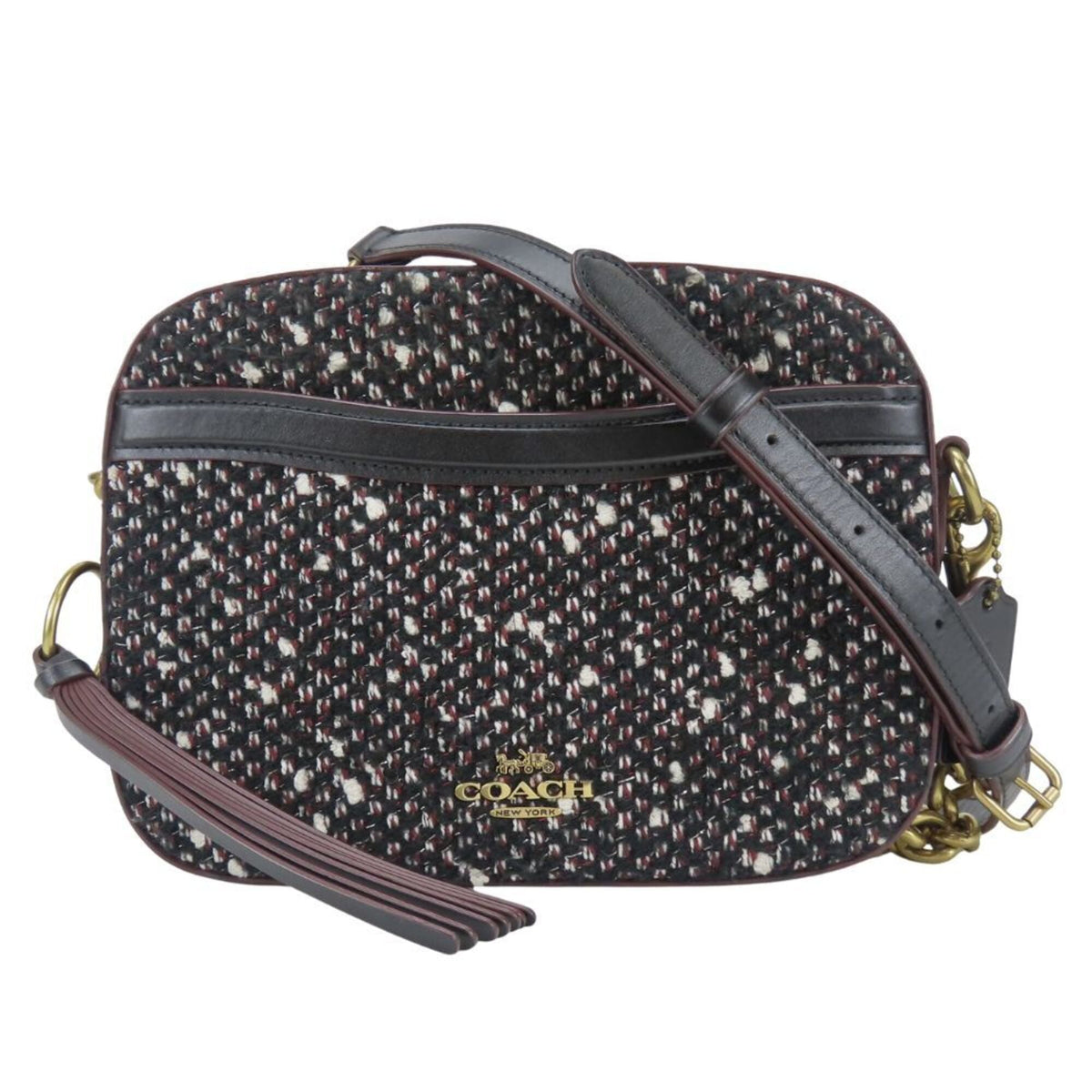 Coach Black Bordeaux Leather Tweed Shoulder Bag (Pre-Owned)