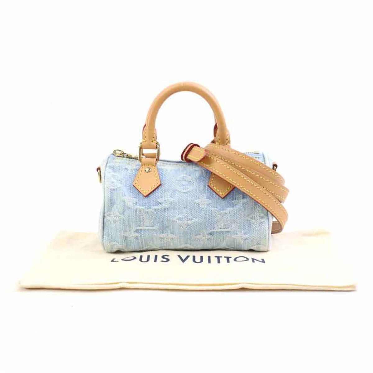 Louis Vuitton Sky Blue Monogram Denim Handbag Shoulder Bag (Pre-Owned)