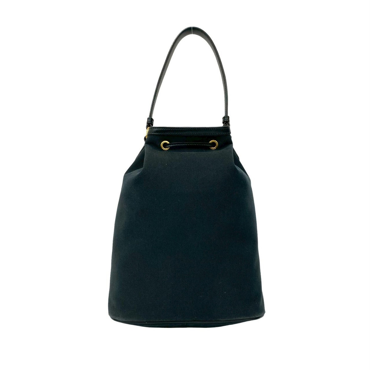 Prada Black Canvas Leather Handbag Shoulder Bag (Pre-Owned)