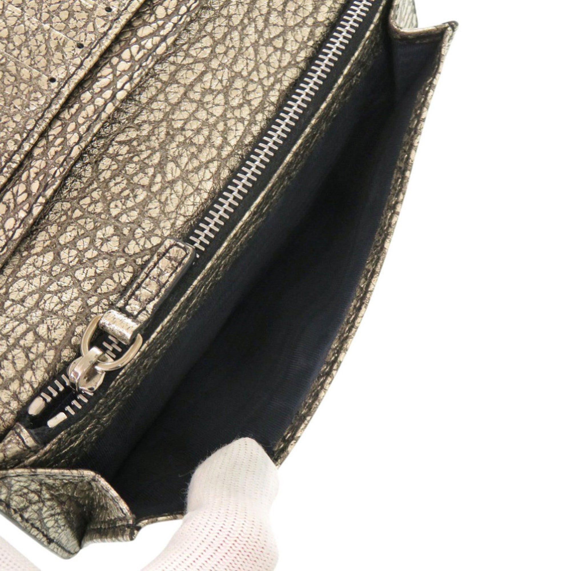 Celine Gunmetal Leather Long Wallet (Bi-Fold) (Pre-Owned)
