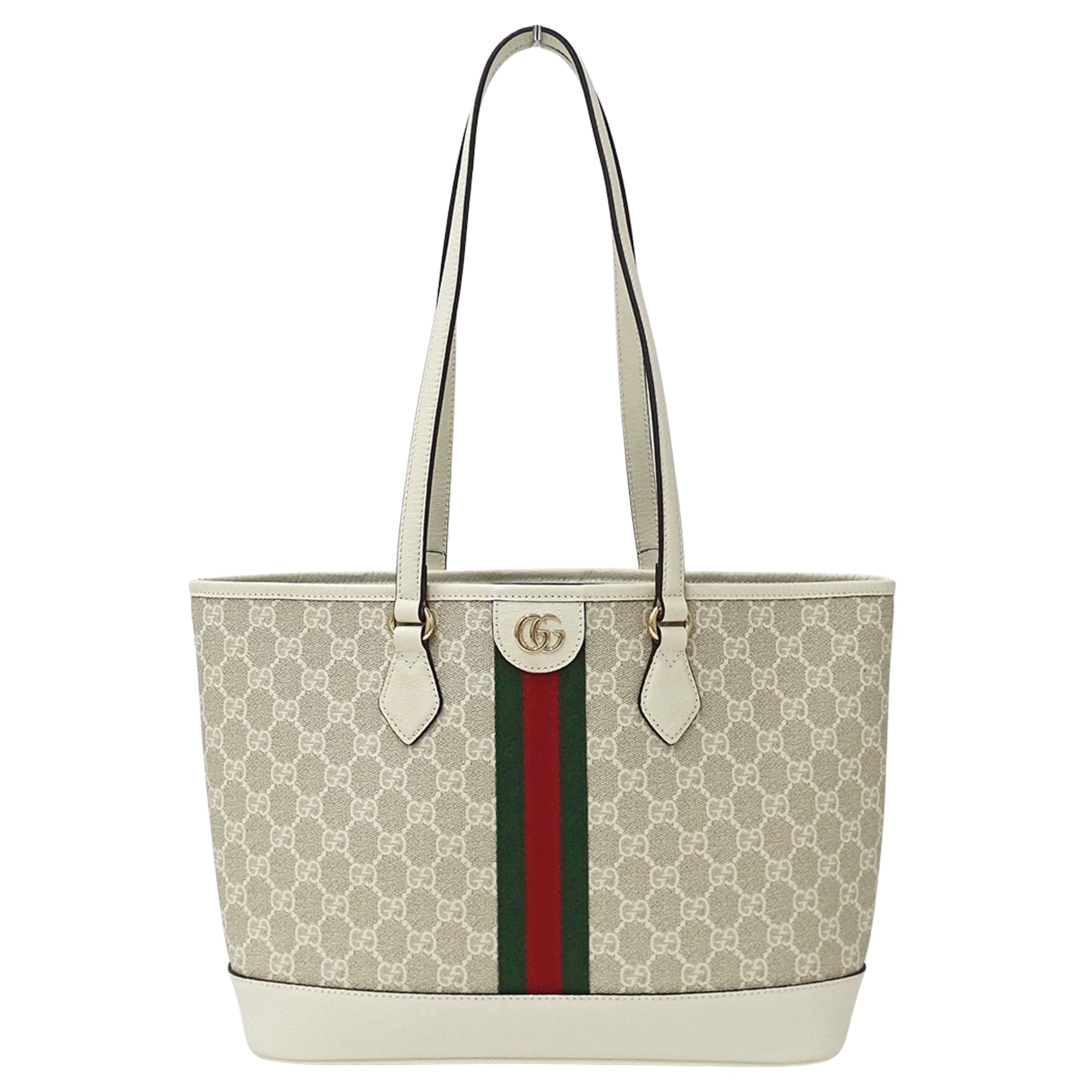 Gucci Beige White Gg Supreme Canvas Handbag Tote Bag (Pre-Owned)