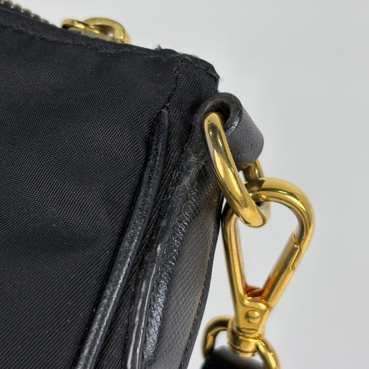 Prada Black Nero Nylon Leather Shoulder Bag (Pre-Owned)