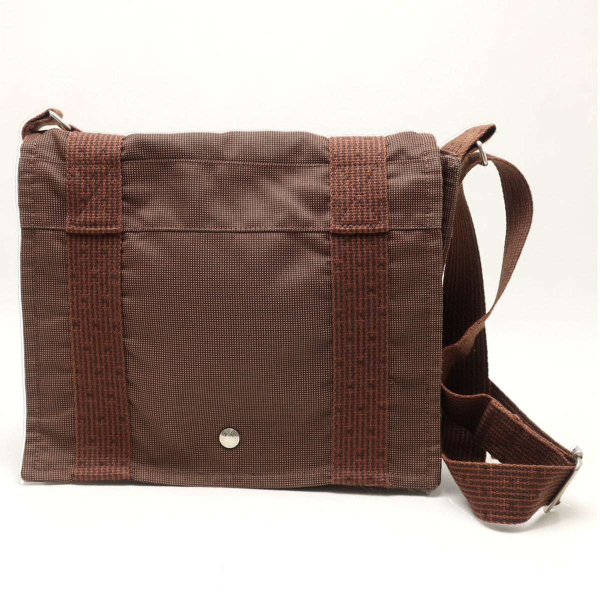 Hermes Her Line Brown Nylon Canvas Shoulder Bag (Pre-Owned)