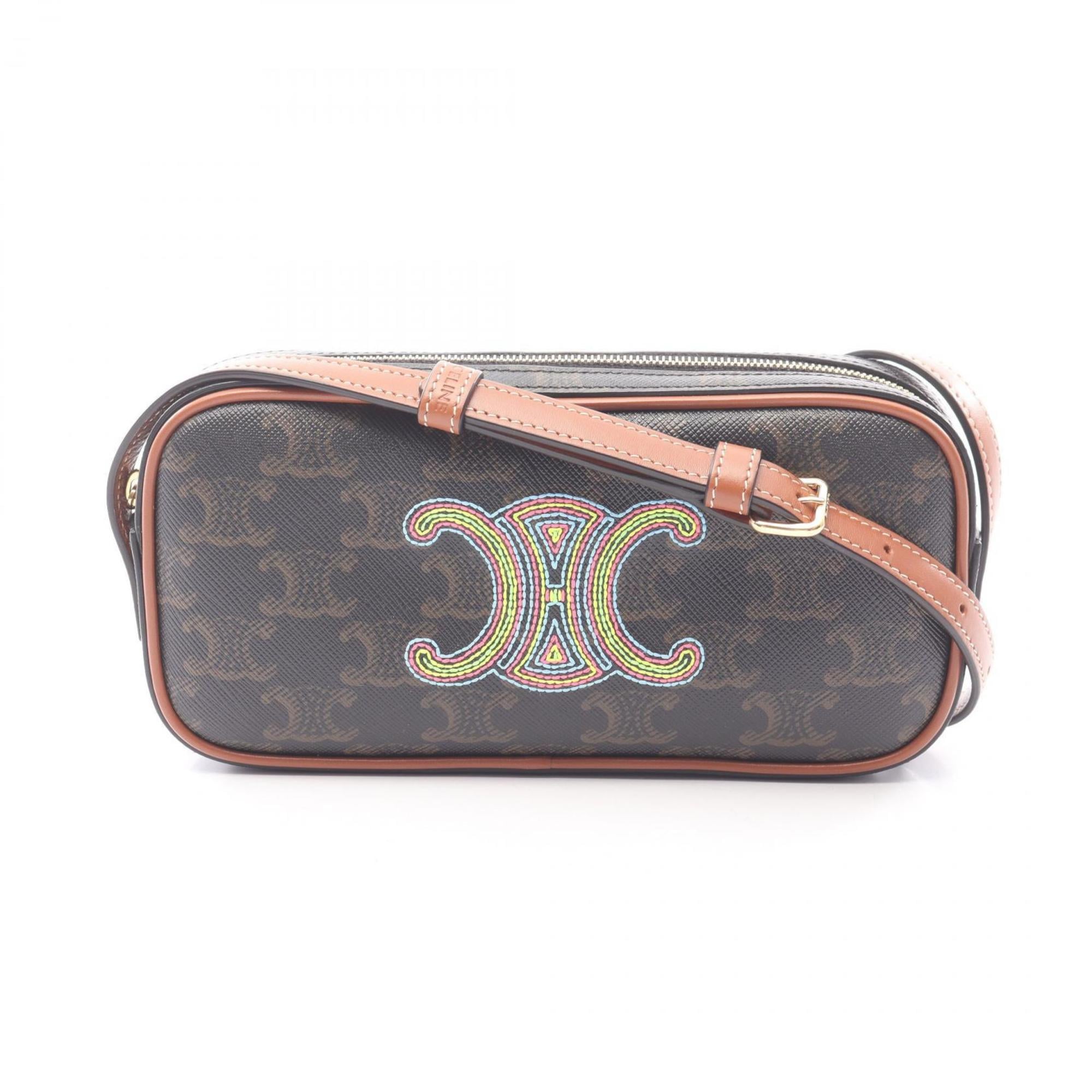 Celine Black Brown Multi-Color Coated Canvas Leather Shoulder Bag (Pre-Owned)