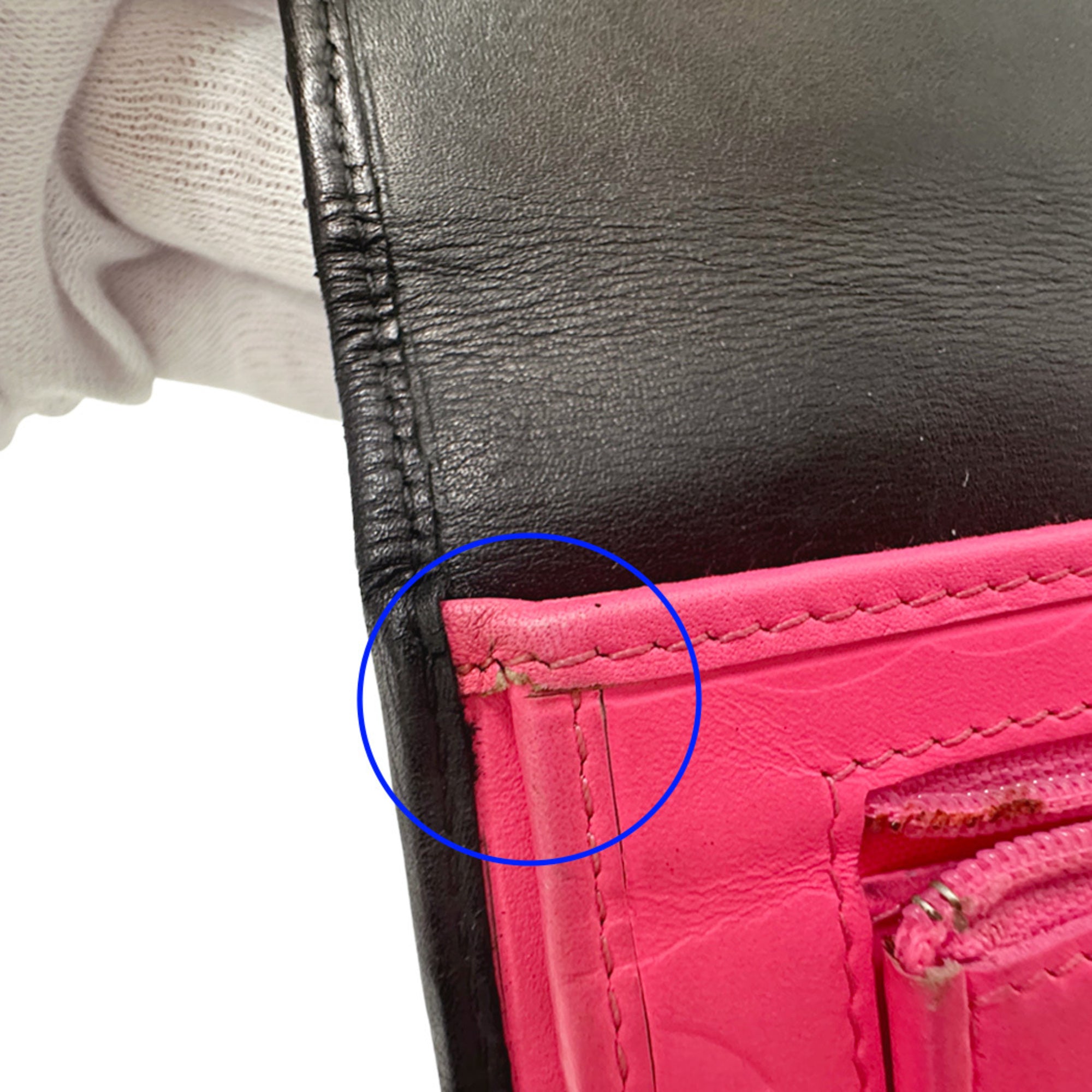 Chanel Black Pink Leather Long Wallet (Bi-Fold) (Pre-Owned)