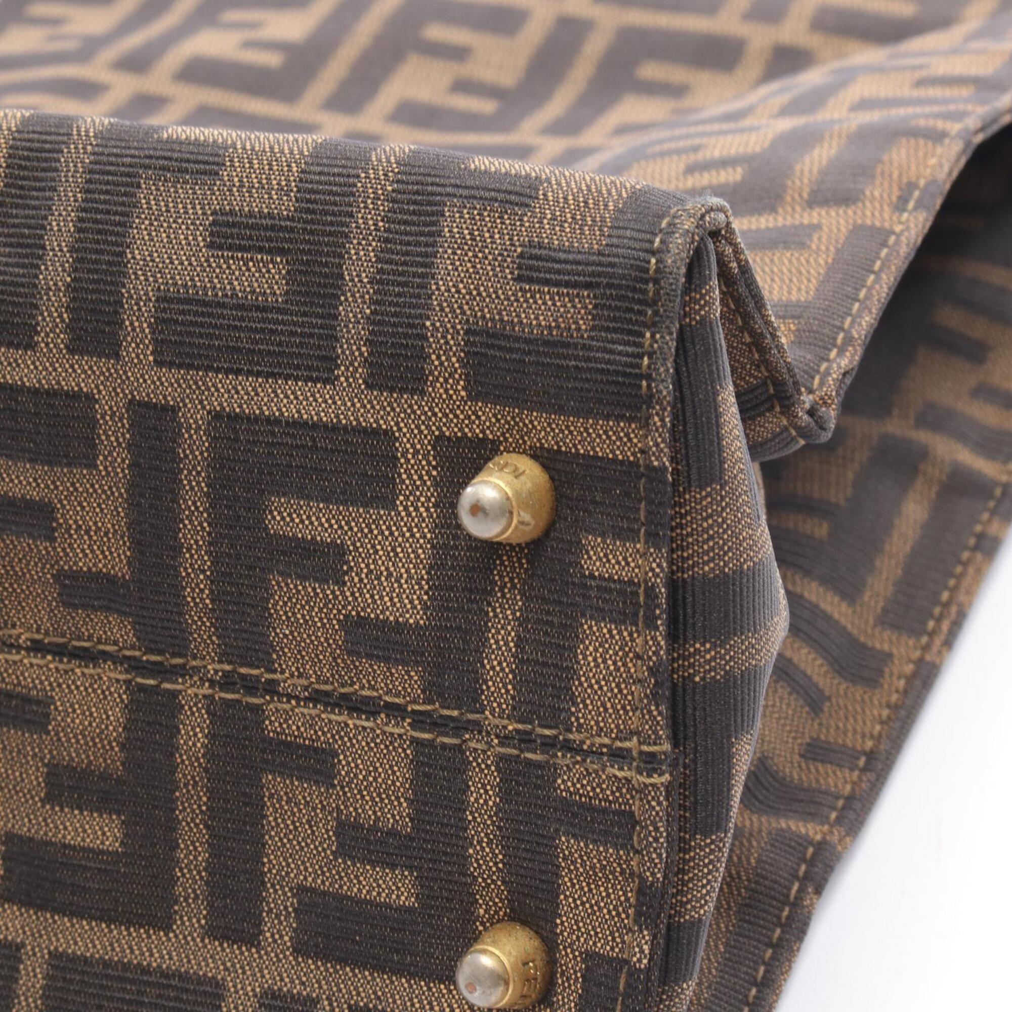 Fendi Brown Canvas Leather Handbag Tote Bag (Pre-Owned)