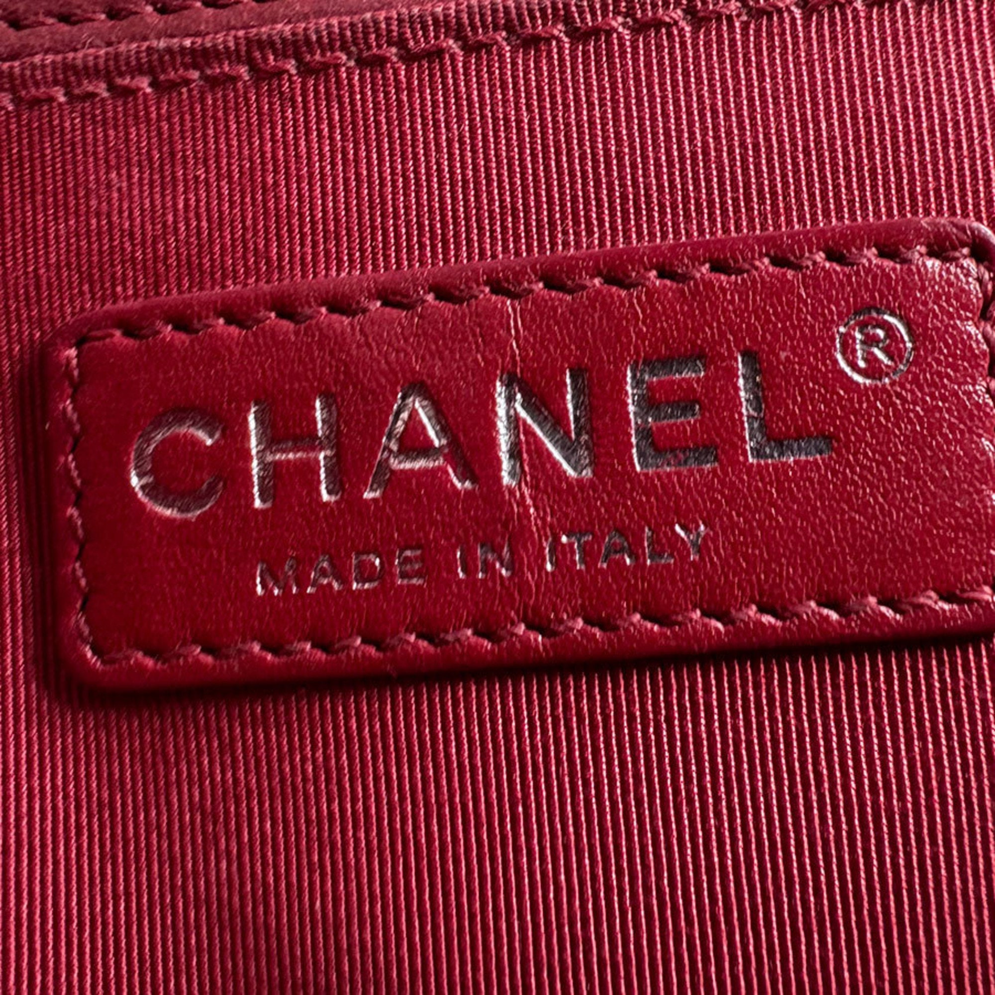 Chanel Black Red Color Leather Shoulder Bag (Pre-Owned)