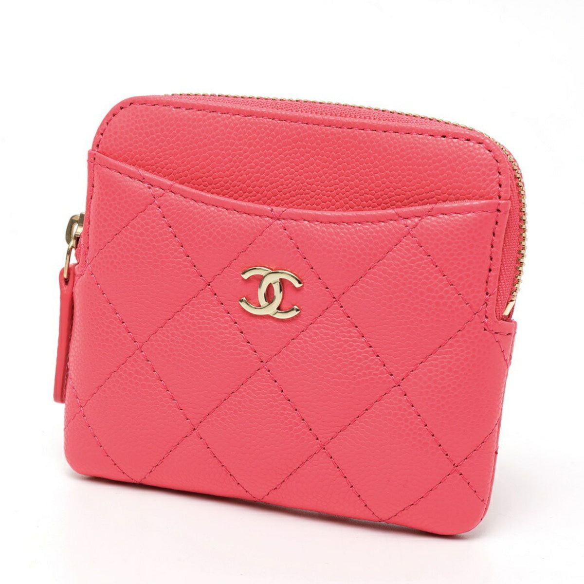 Chanel Matelasse Pink Grained Calfskin Coin Purse/Coin Case (Pre-Owned)
