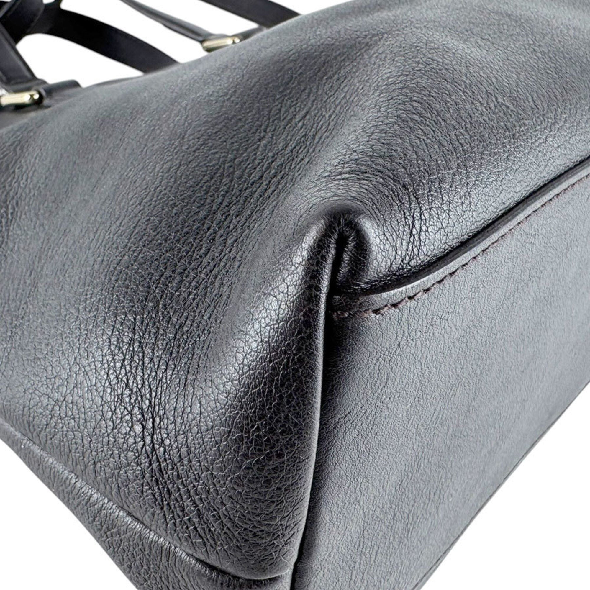 Gucci Dark Brown Leather Handbag Shoulder Bag (Pre-Owned)