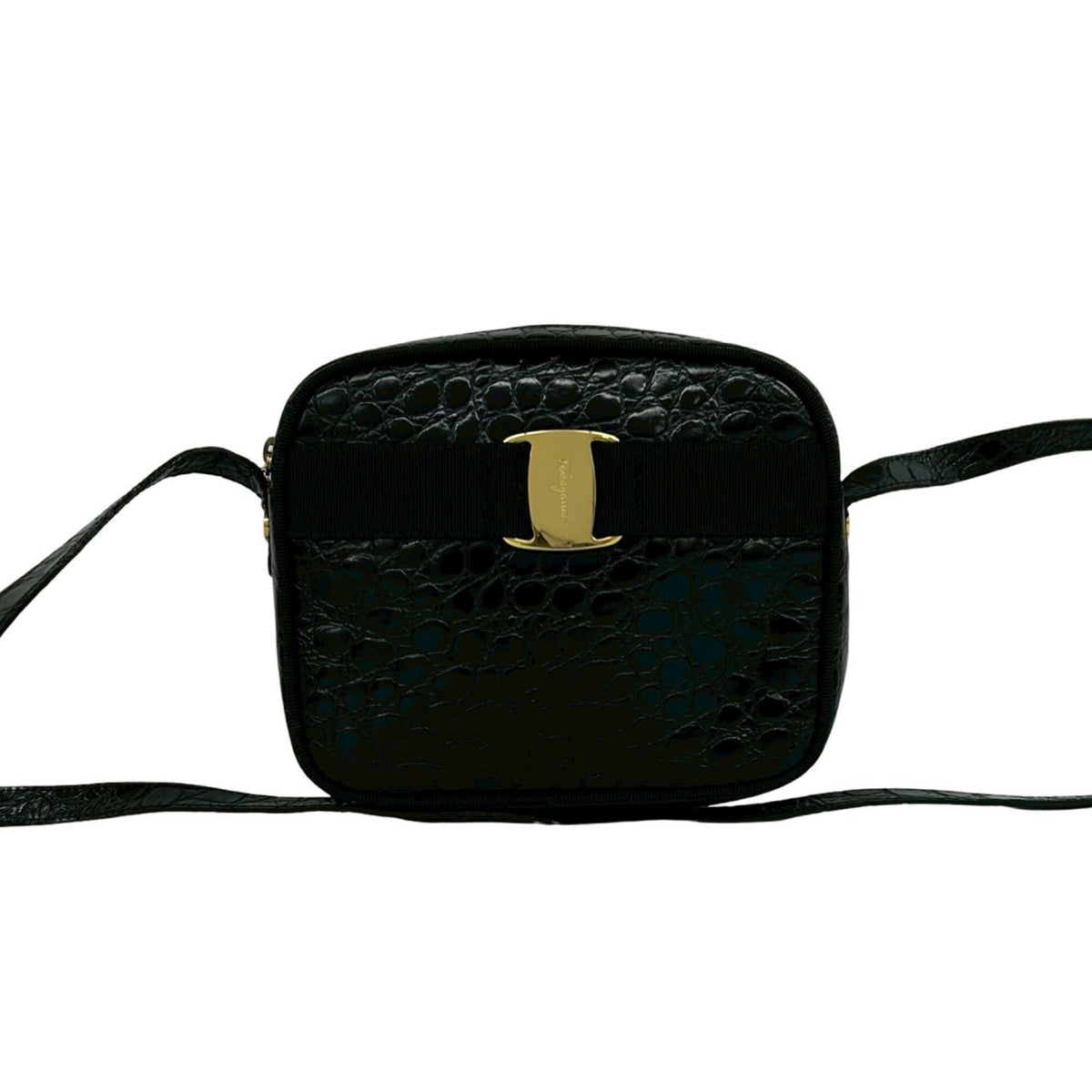 Salvatore Ferragamo Black Leather Pochette Shoulder Bag (Pre-Owned)